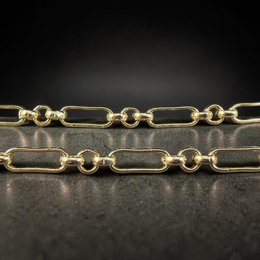 Chain by the Foot - 18k Gold Plated Brass Chain, Soldered Rolo and Oval Links (CHC-G007-06G) * 18" Length