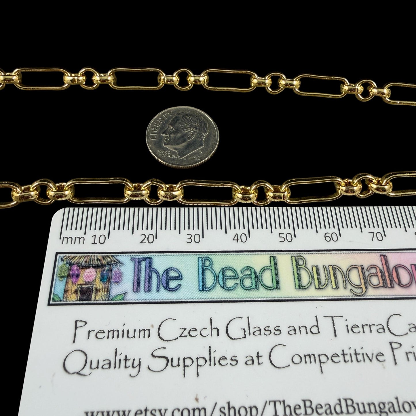Chain by the Foot - 18k Gold Plated Brass Chain, Soldered Rolo and Oval Links (CHC-G007-06G) * 18" Length