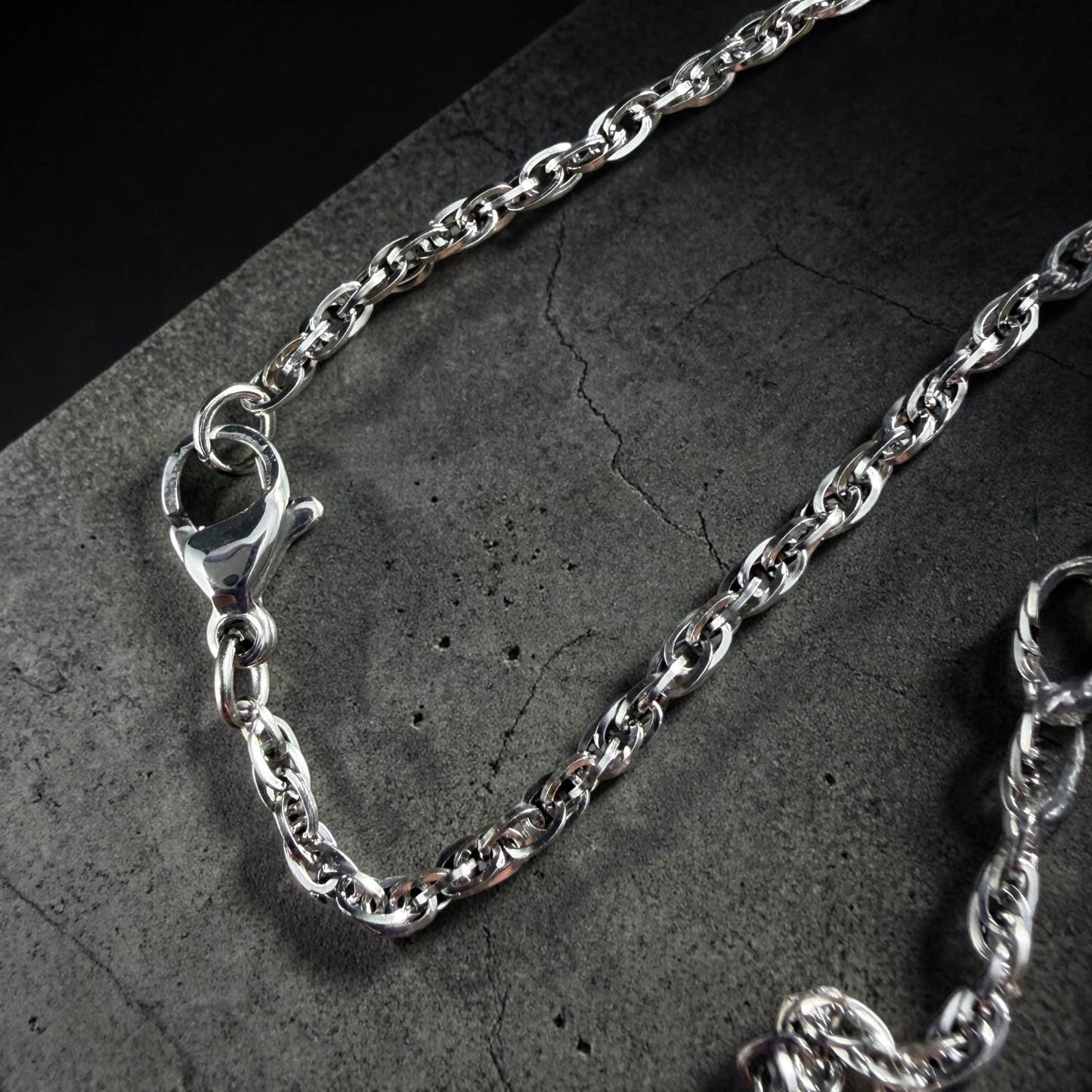 19.5" Stainless Steel Necklace, Silver Rope Chain (M174-011P-B) * 1 Necklace
