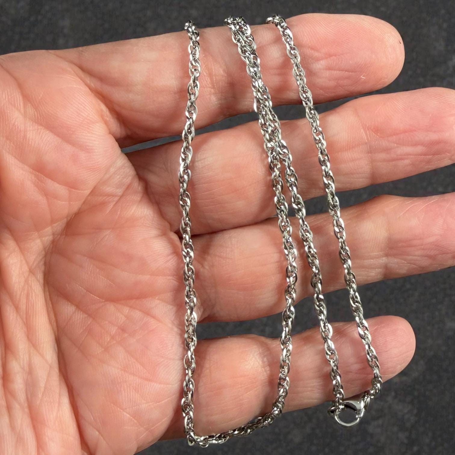 19.5" Stainless Steel Necklace, Silver Rope Chain (M174-011P-B) * 1 Necklace