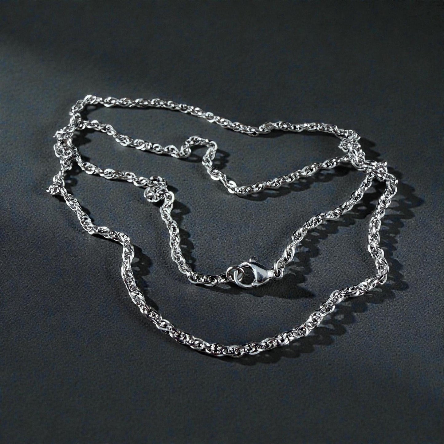 19.5" Stainless Steel Necklace, Silver Rope Chain (M174-011P-B) * 1 Necklace
