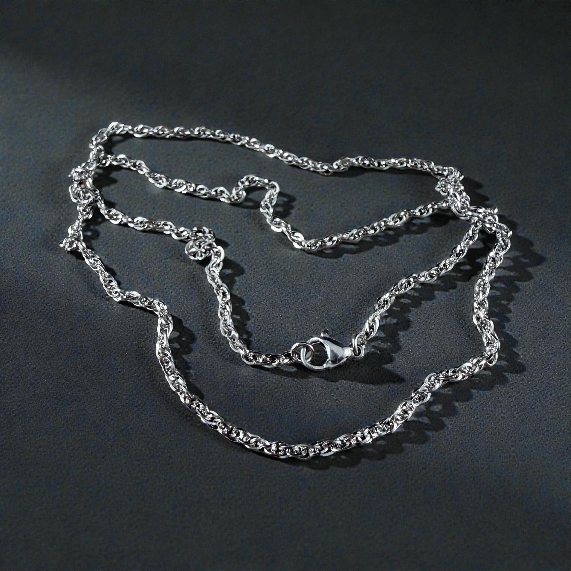 19.5" Stainless Steel Necklace, Silver Rope Chain (M174-011P-B) * 1 Necklace