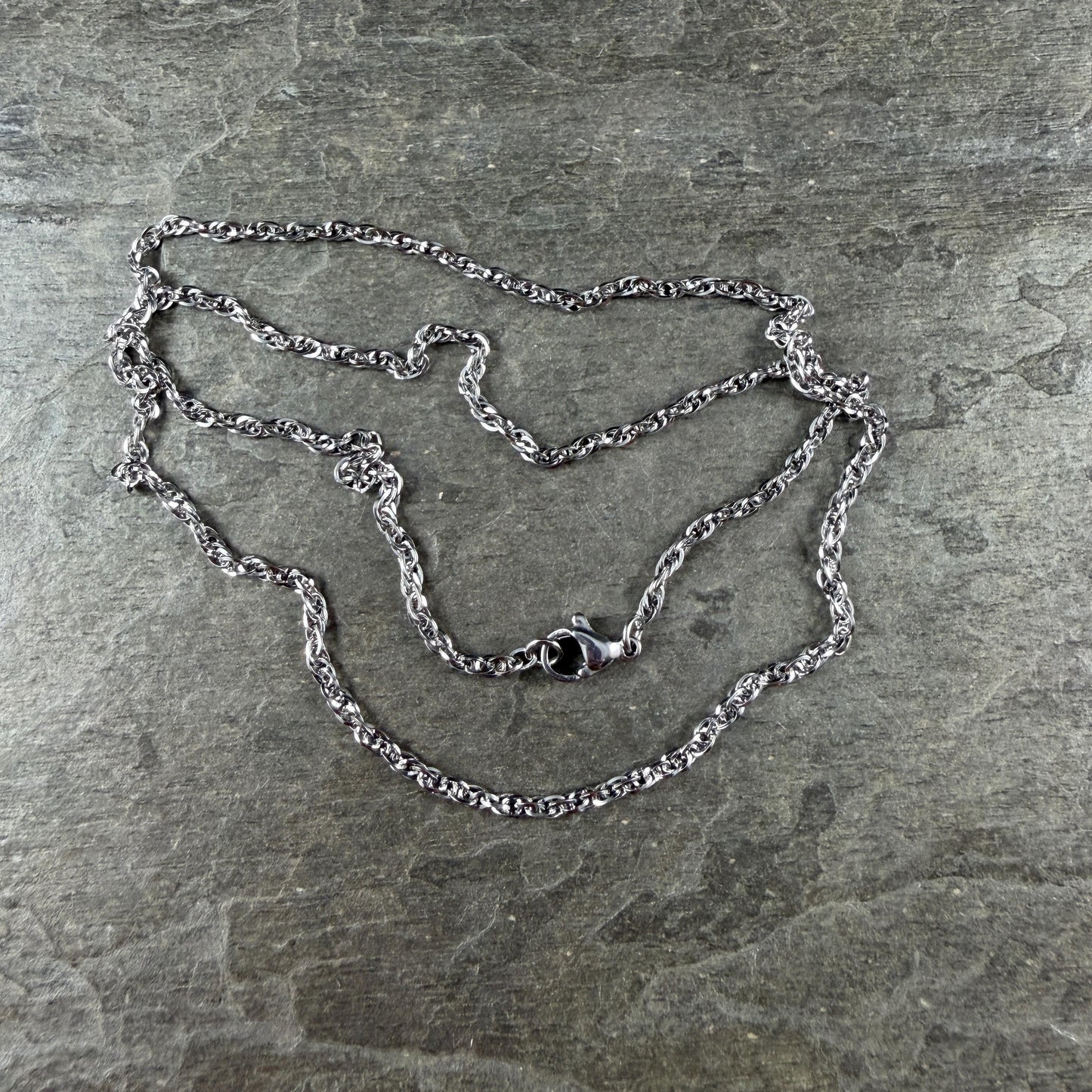 19.5" Stainless Steel Necklace, Silver Rope Chain (M174-011P-B) * 1 Necklace