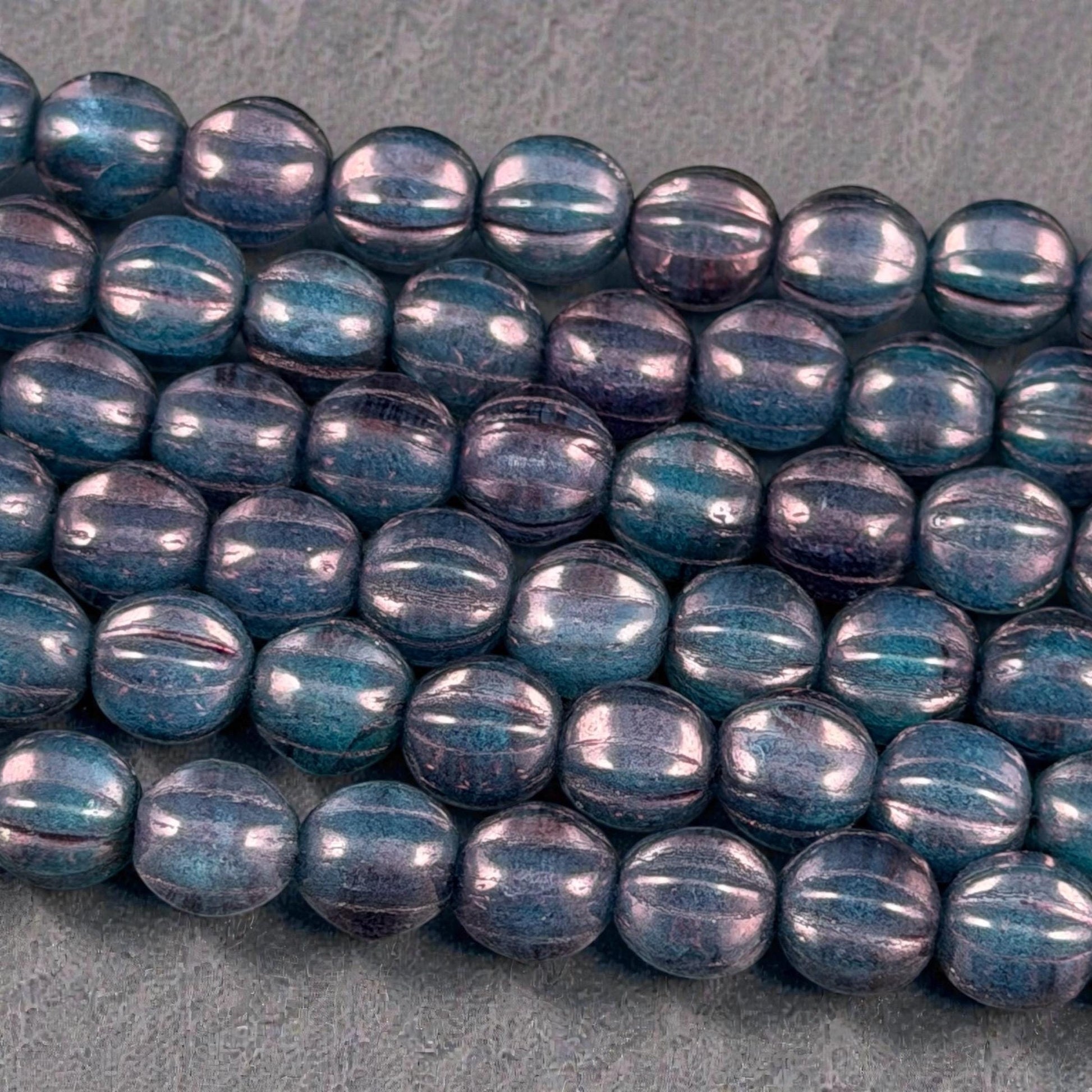 Czech Glass, 6mm Melon, Midnight Blue with Indigo Wash (ML6/87) * Qty. 25