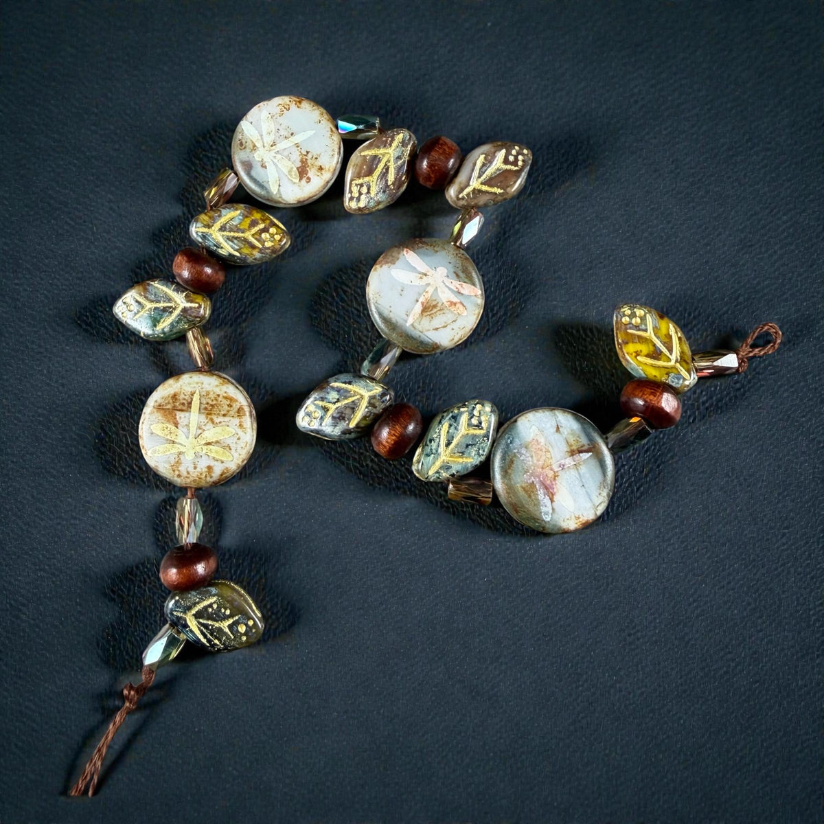 Nature Theme, Czech Glass Beads, Dragonfly Coin Exclusive Mix (DZ526.15) - 7" Strand