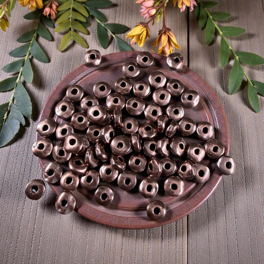 TierraCast 5mm Heishi Nugget, Organic Rondelle Spacer, Antiqued Copper (PF/398-87) * Qty. 20