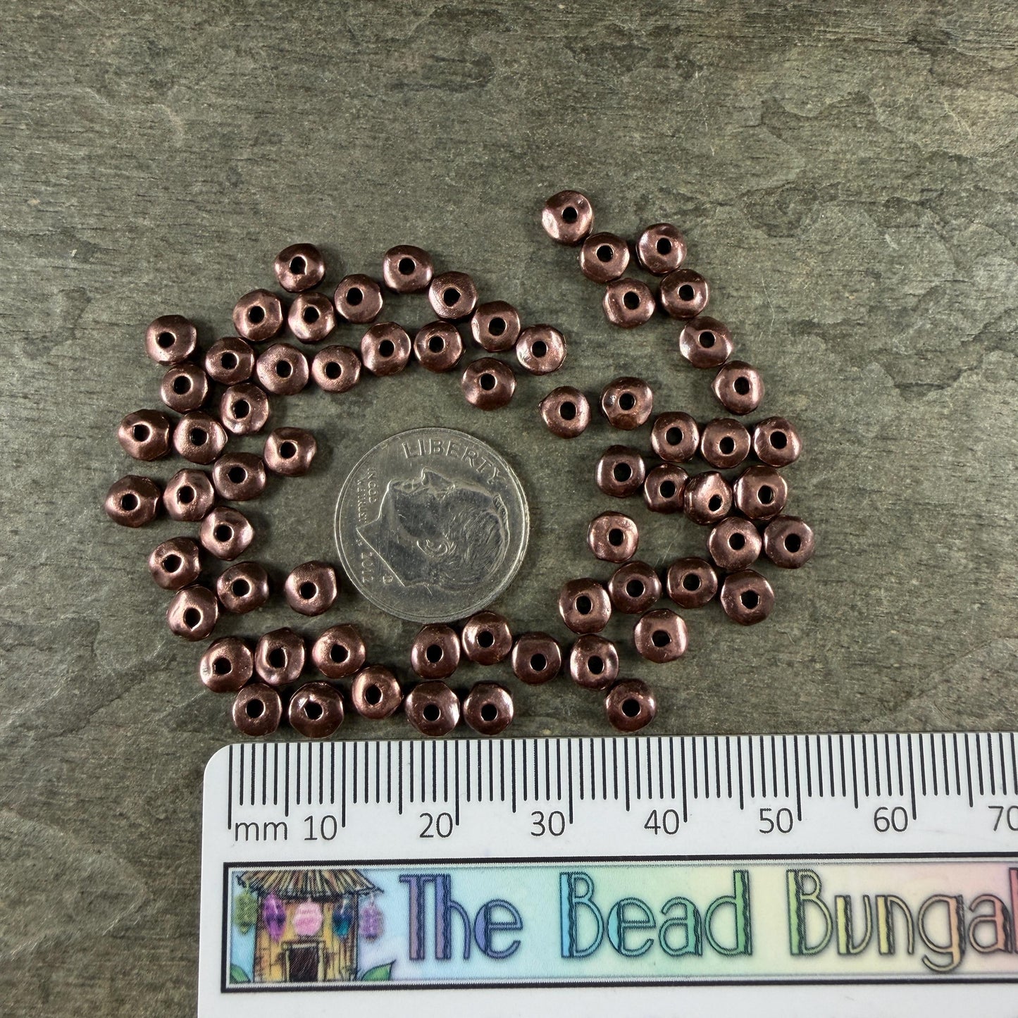 TierraCast 5mm Heishi Nugget, Organic Rondelle Spacer, Antiqued Copper (PF/398-87) * Qty. 20