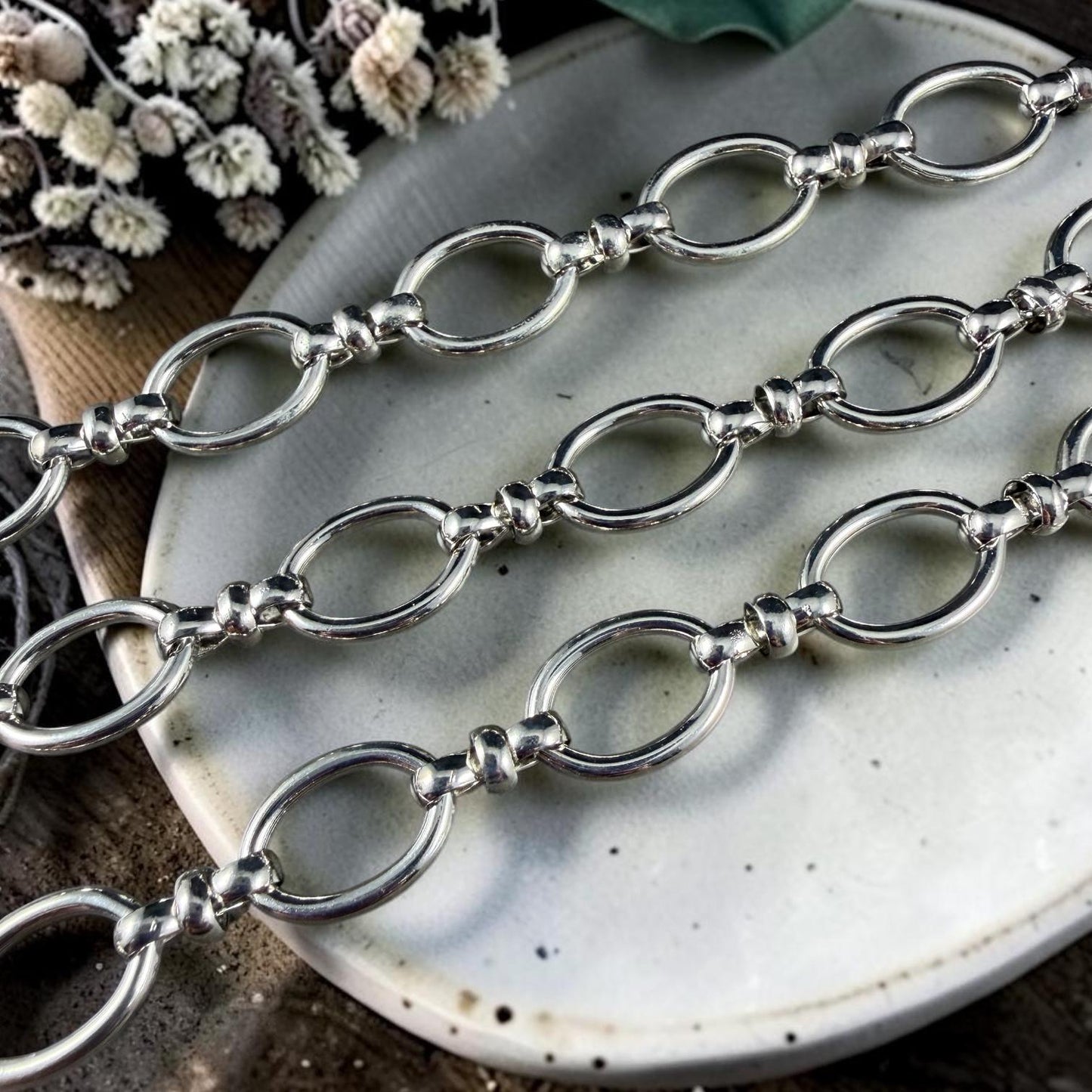 Chain by the Foot - Large Oval Statement Chain, Unwelded 16x11x2mm Iron Links, Platinum Color (T005-04P) * 1 Yard