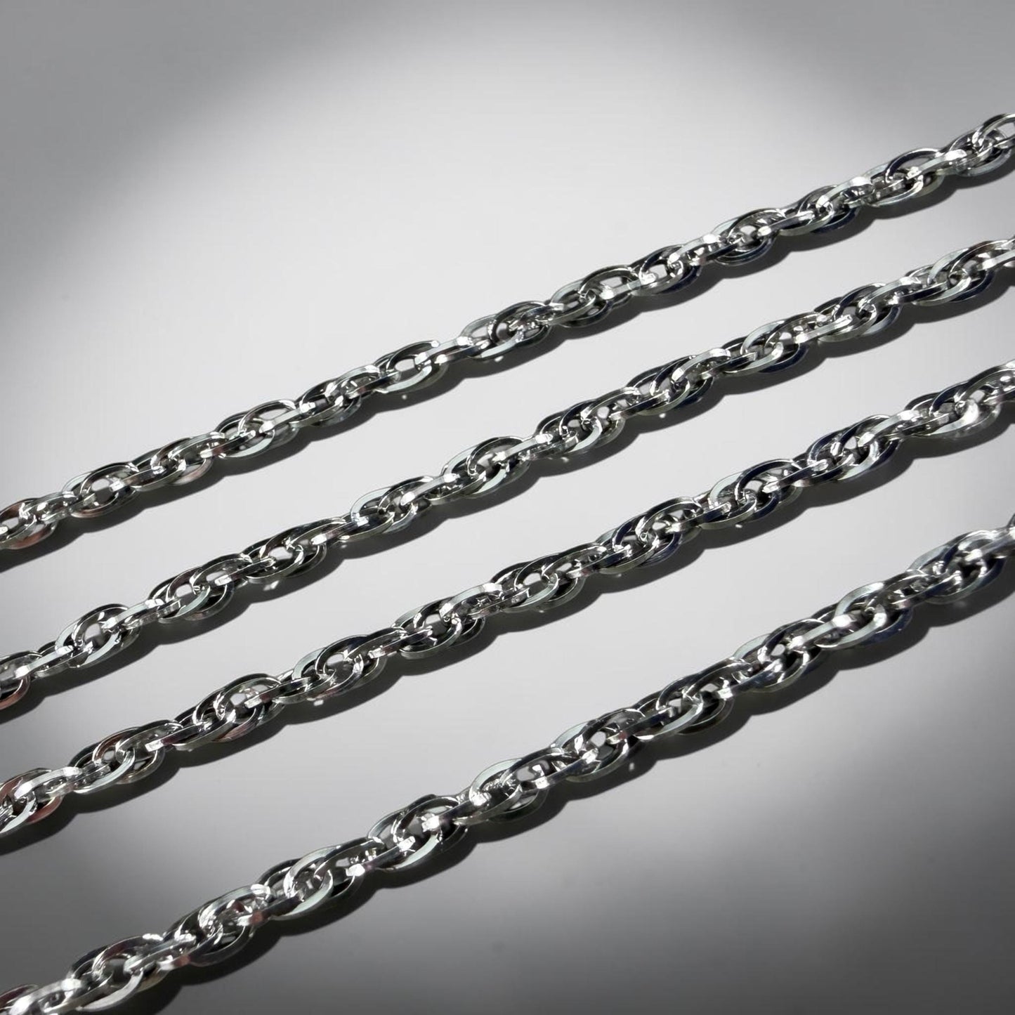 19.5" Stainless Steel Necklace, Silver Rope Chain (M174-011P-B) * 1 Necklace