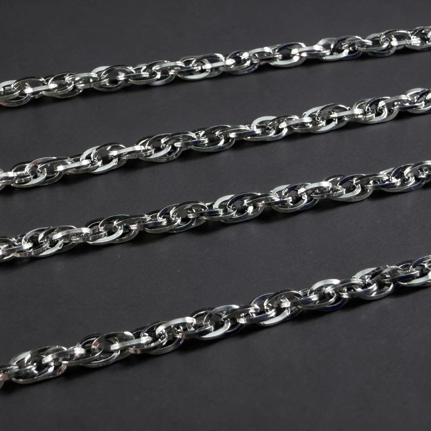 19.5" Stainless Steel Necklace, Silver Rope Chain (M174-011P-B) * 1 Necklace