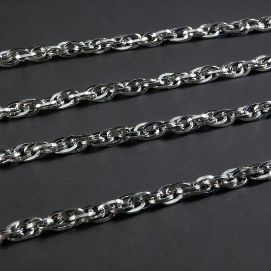 19.5" Stainless Steel Necklace, Silver Rope Chain (M174-011P-B) * 1 Necklace