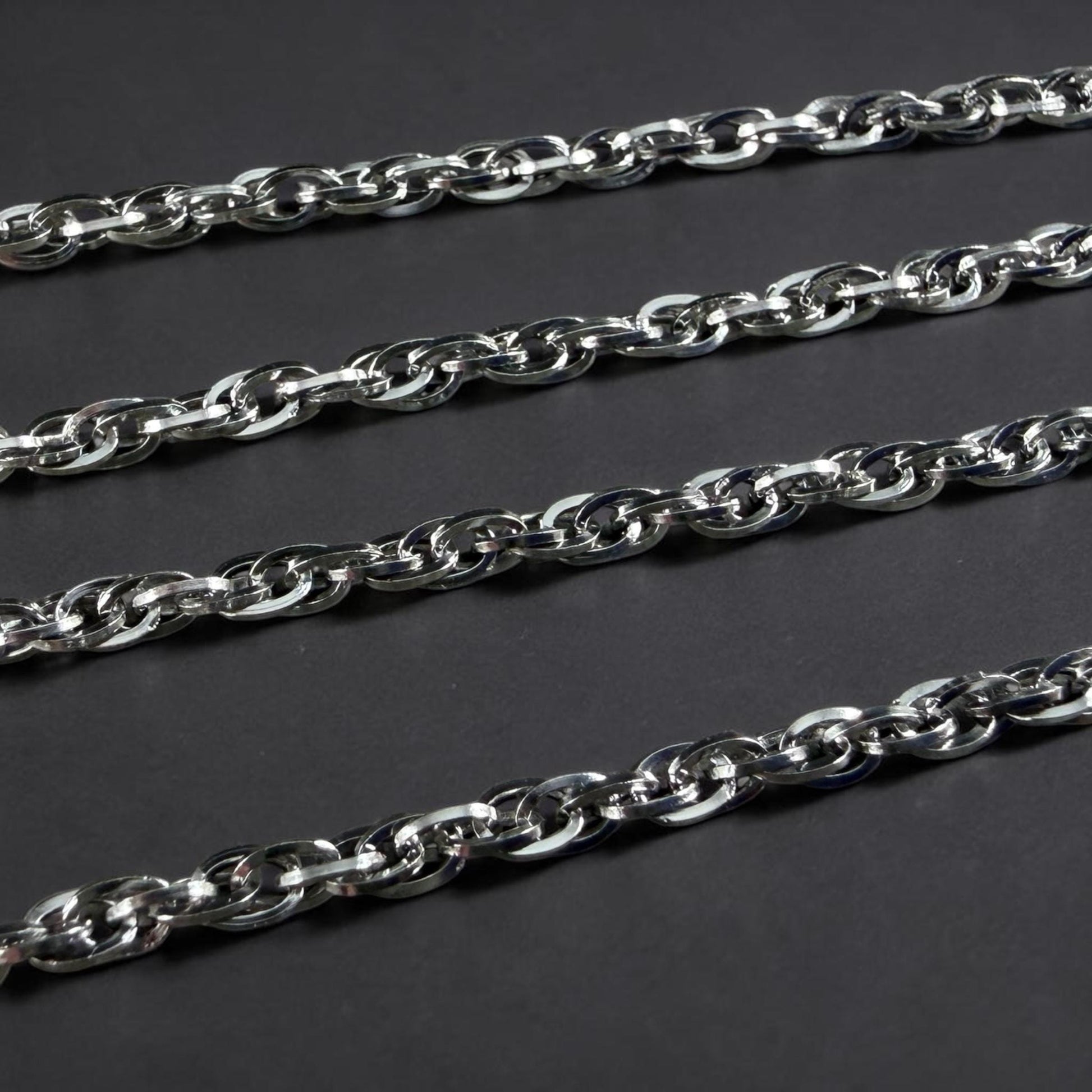 19.5" Stainless Steel Necklace, Silver Rope Chain (M174-011P-B) * 1 Necklace