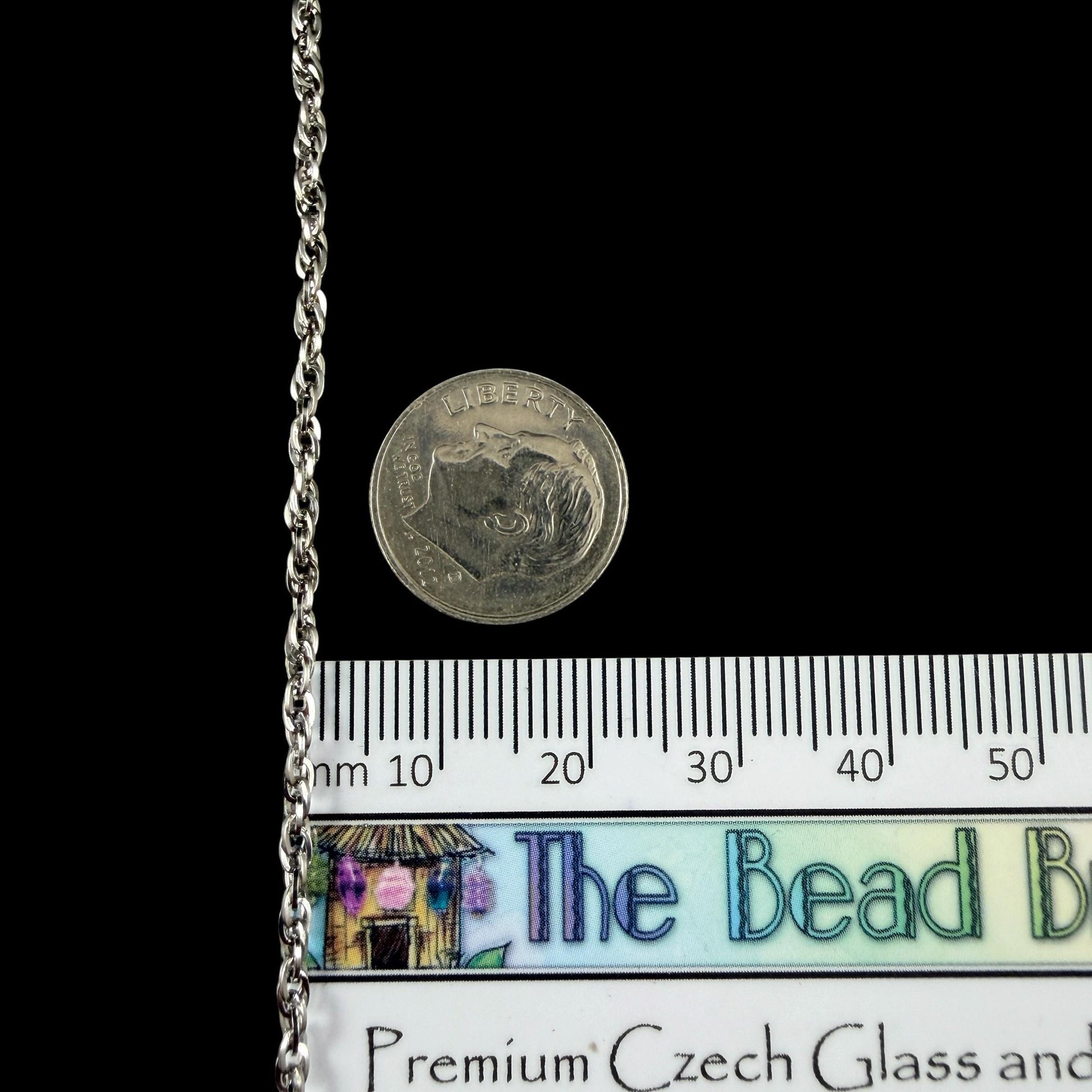 19.5" Stainless Steel Necklace, Silver Rope Chain (M174-011P-B) * 1 Necklace