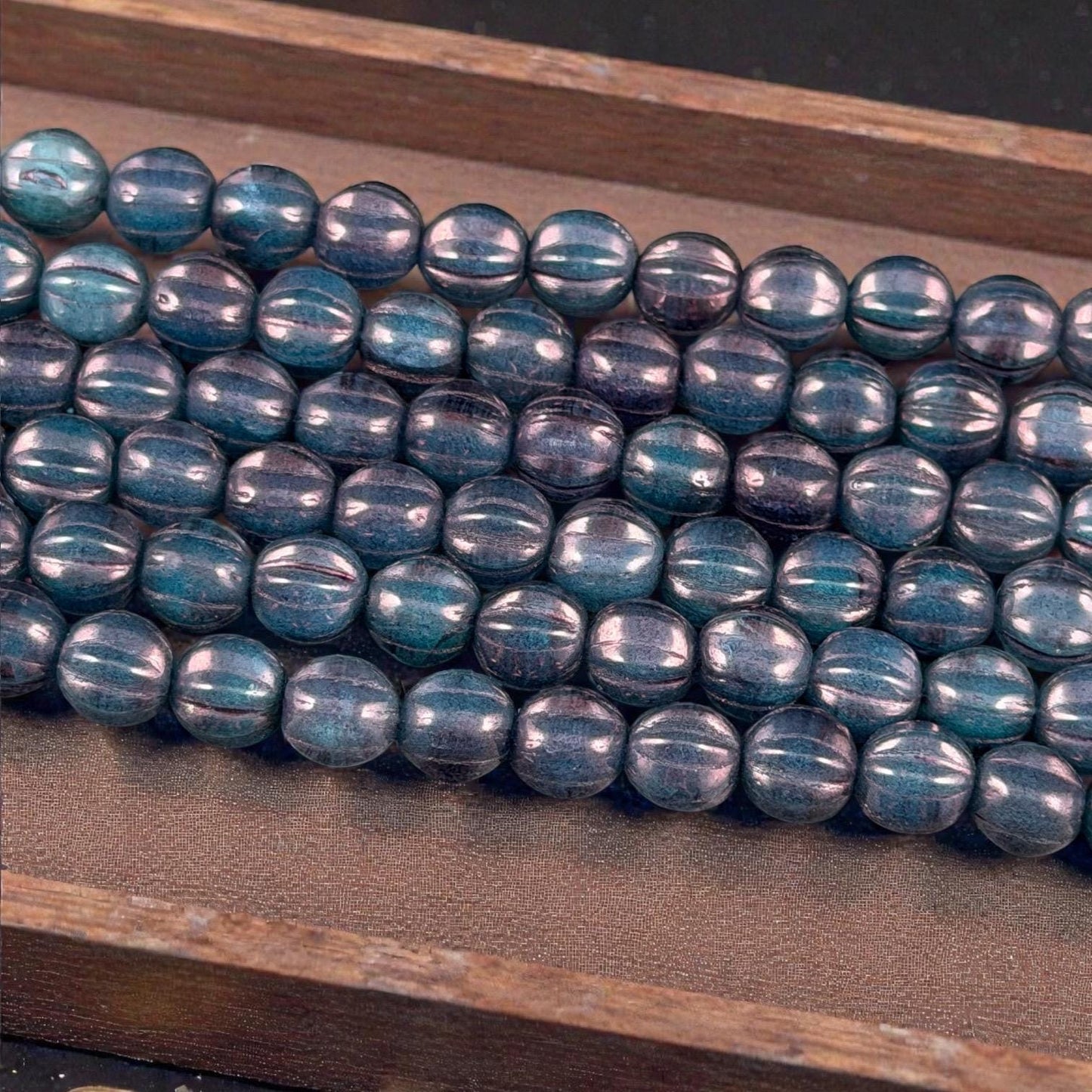 Czech Glass, 6mm Melon, Midnight Blue with Indigo Wash (ML6/87) * Qty. 25