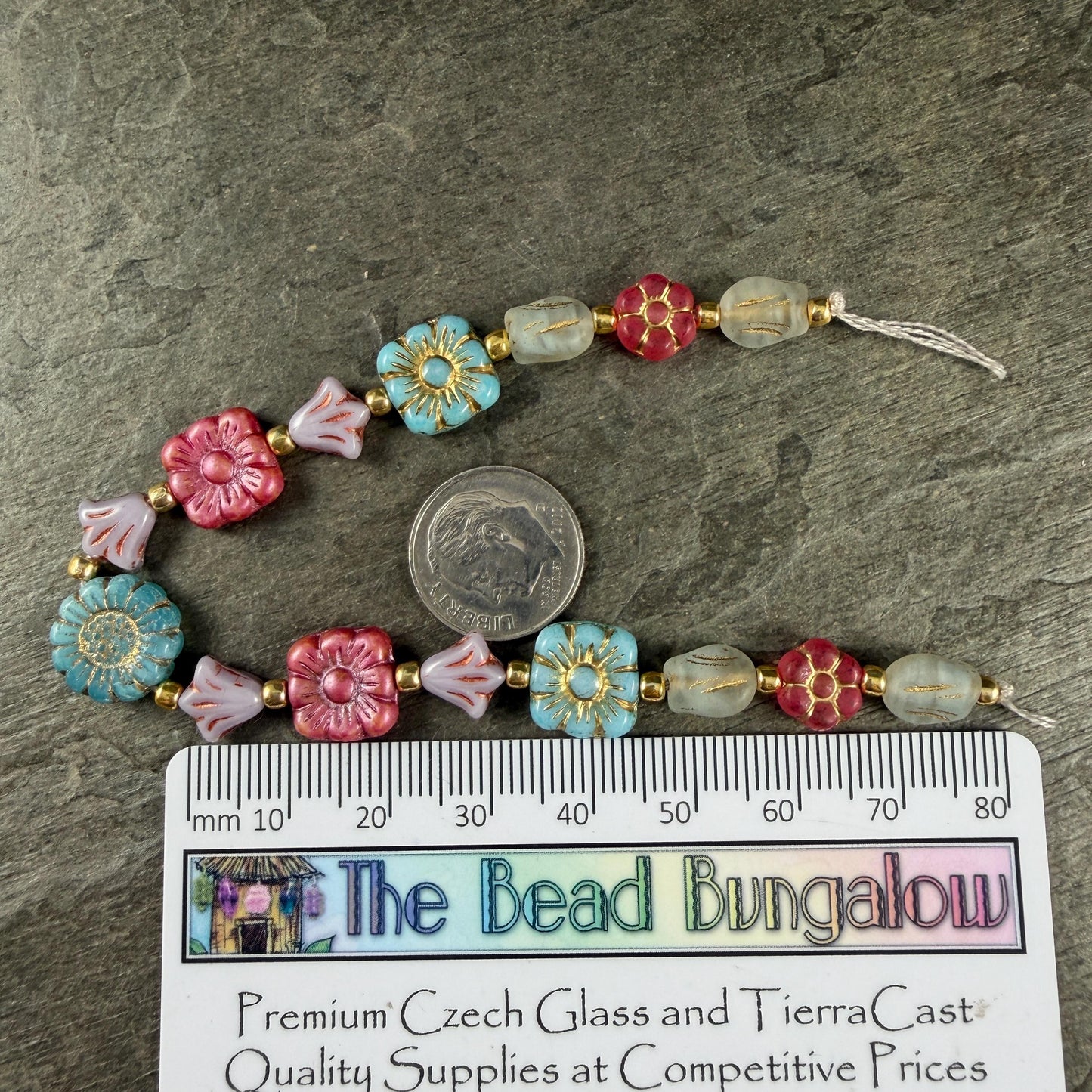 Czech Glass Beads - Soft Pastel Flower Beads, Tiny Blooms (DZ-526.10) - 7" Strand