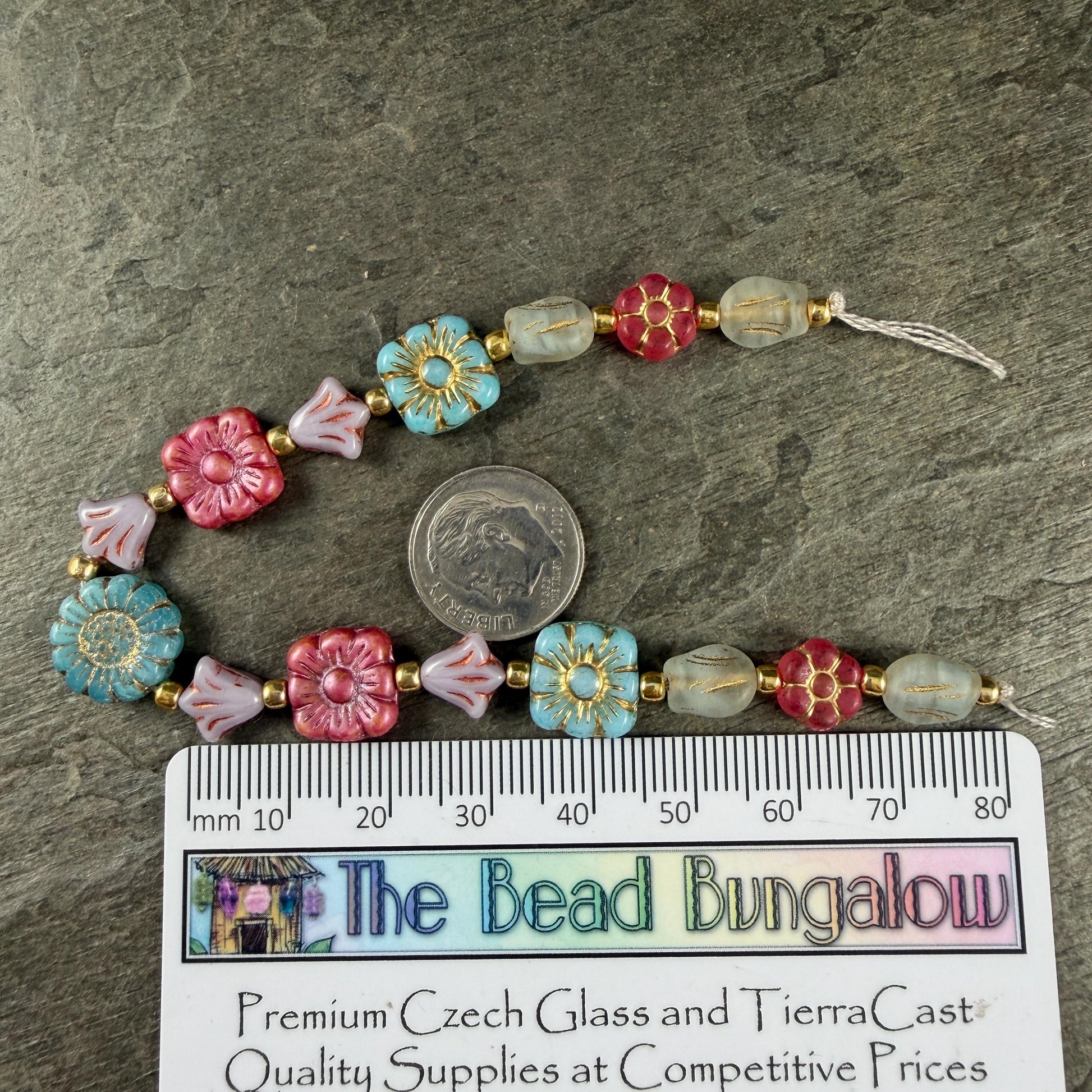 Czech Glass Beads - Soft Pastel Flower Beads, Tiny Blooms (DZ-526.10) - 7" Strand