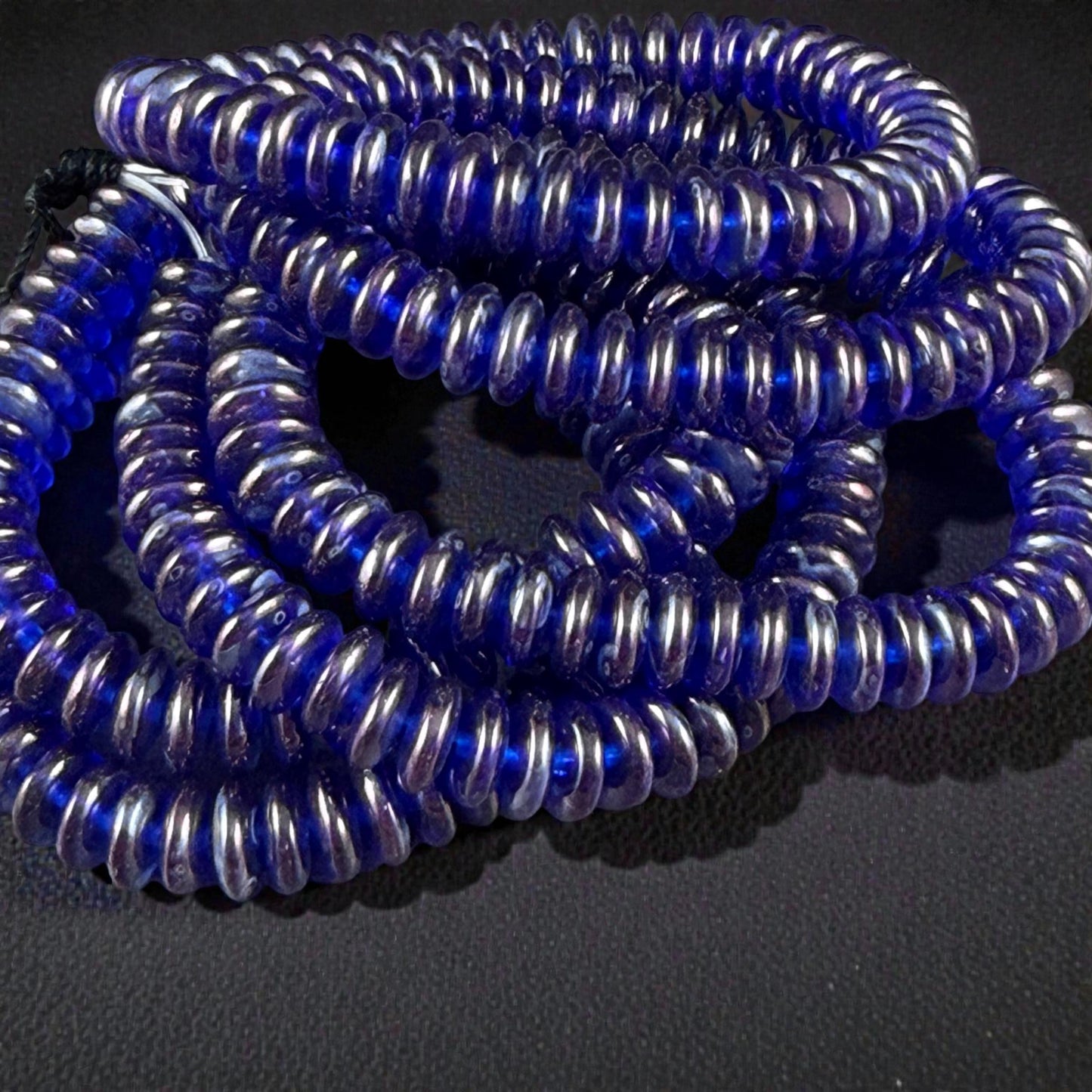 Czech Glass Beads - 6x2mm Heishi Rondelle, Cobalt Blue with Picasso Luster (DSC/N-1243) * Qty. 50