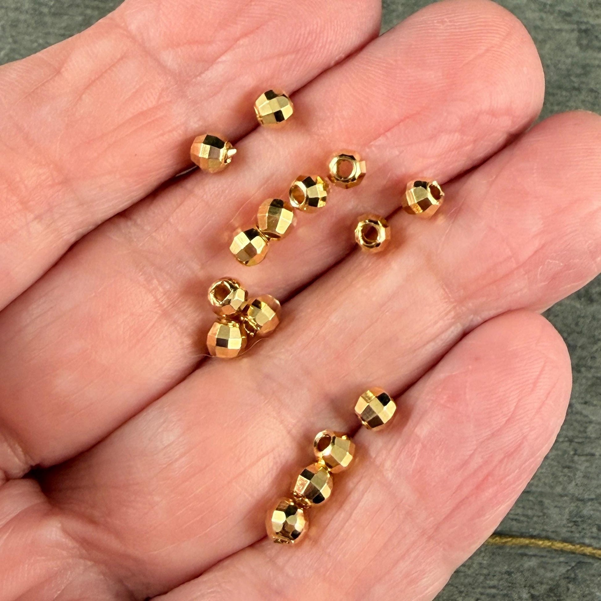 Faceted 4mm Round Bead, 24k Gold Plated Brass, Nickel Free (PF/792-40-12) * Qty. 20