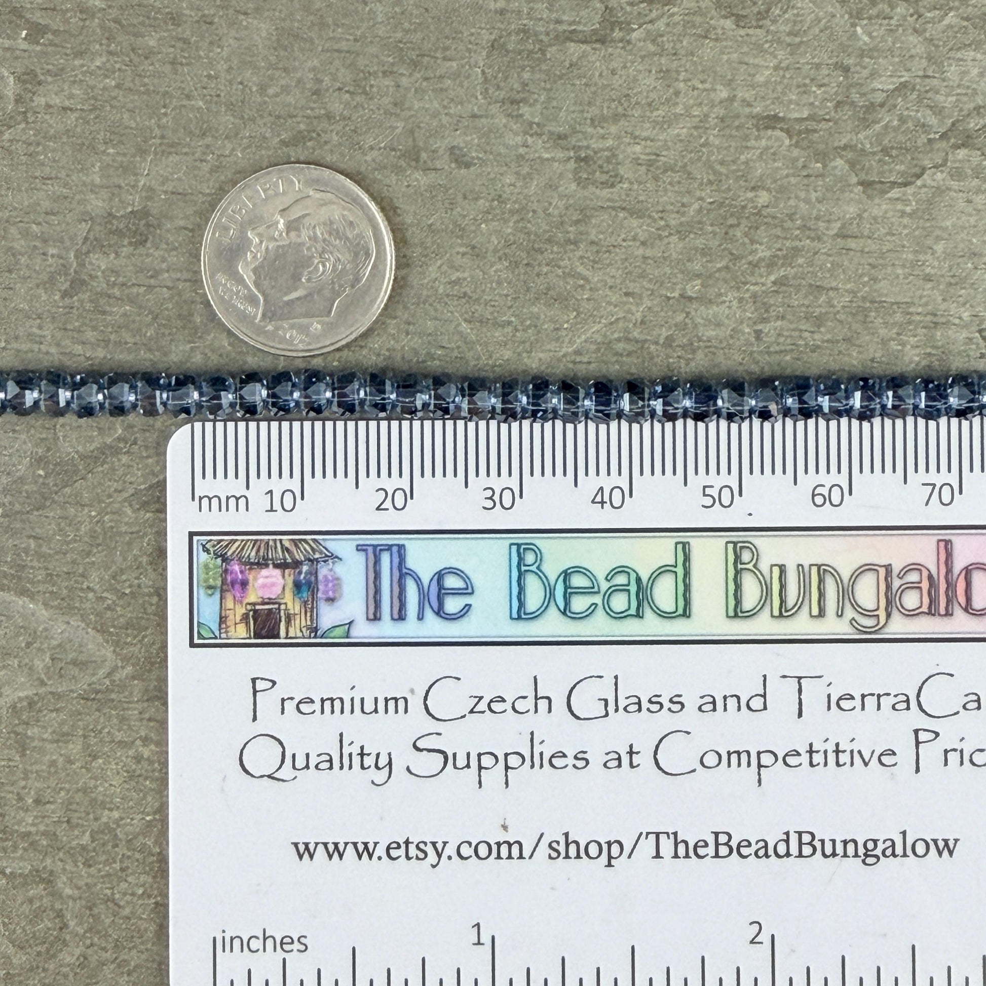 Faceted Glass Beads - 4x2.5mm Heishi Rondelles, Transparent Sapphire Blue (Sapphire) * 7" Strand