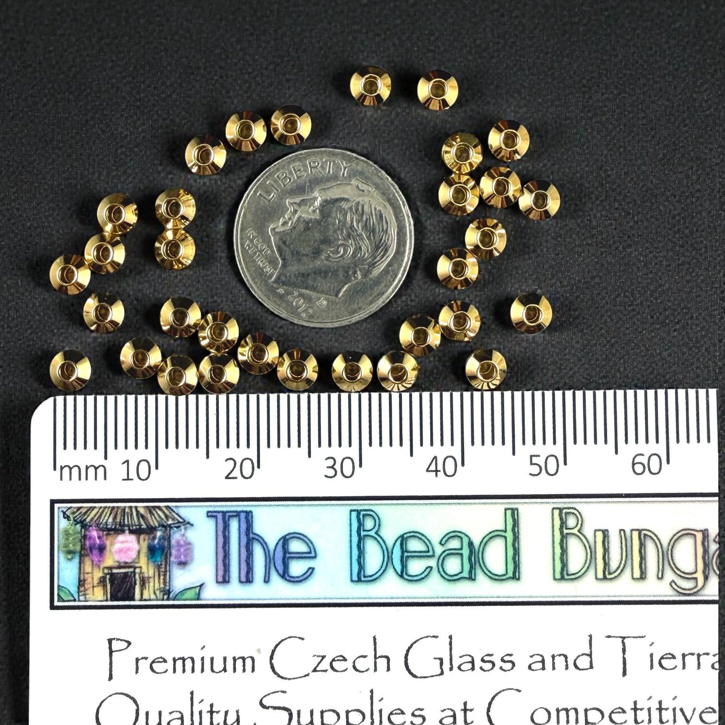 4mm Bicone Bead, 24k Gold Plated Brass, Nickel Free (PF/958-40-12) * Qty. 30