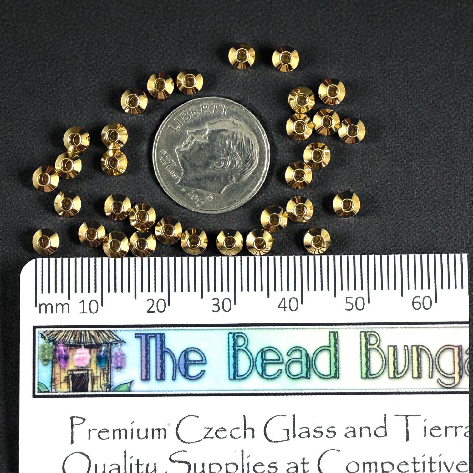 4mm Bicone Bead, 24k Gold Plated Brass, Nickel Free (PF/958-40-12) * Qty. 30