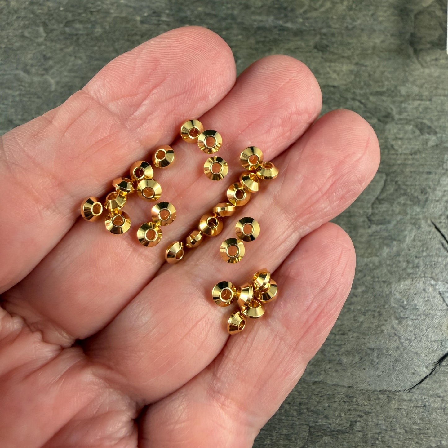 4mm Bicone Bead, 24k Gold Plated Brass, Nickel Free (PF/958-40-12) * Qty. 30