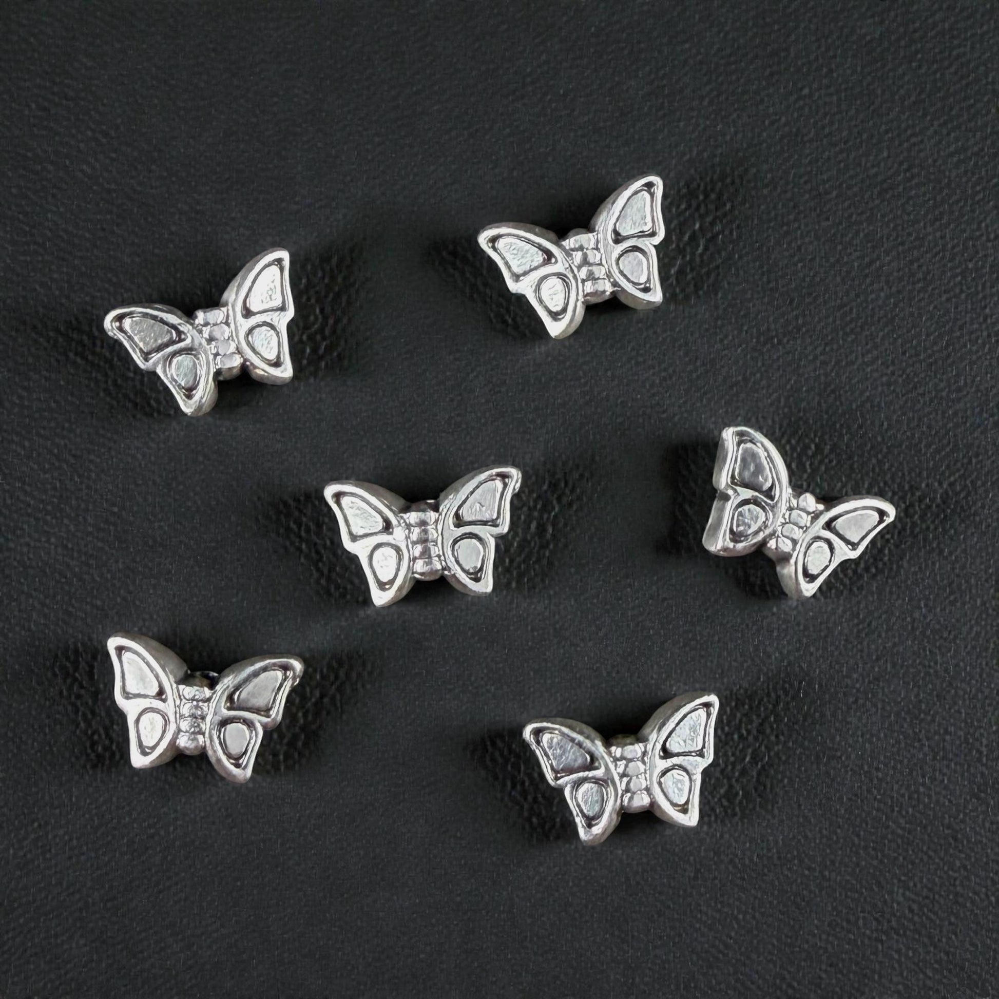 Butterfly Beads, 8x6mm Double-sided, Silver Plated (PF/12052-77) * Qty. 4