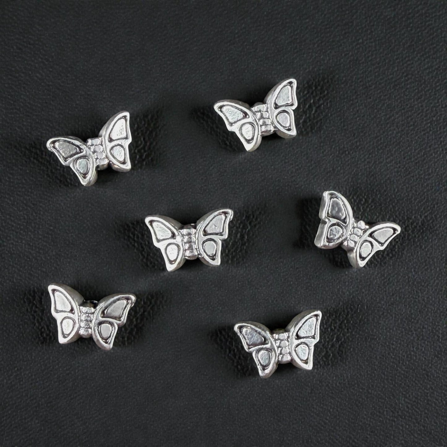 Butterfly Beads, 8x6mm Double-sided, Silver Plated (PF/12052-77) * Qty. 4