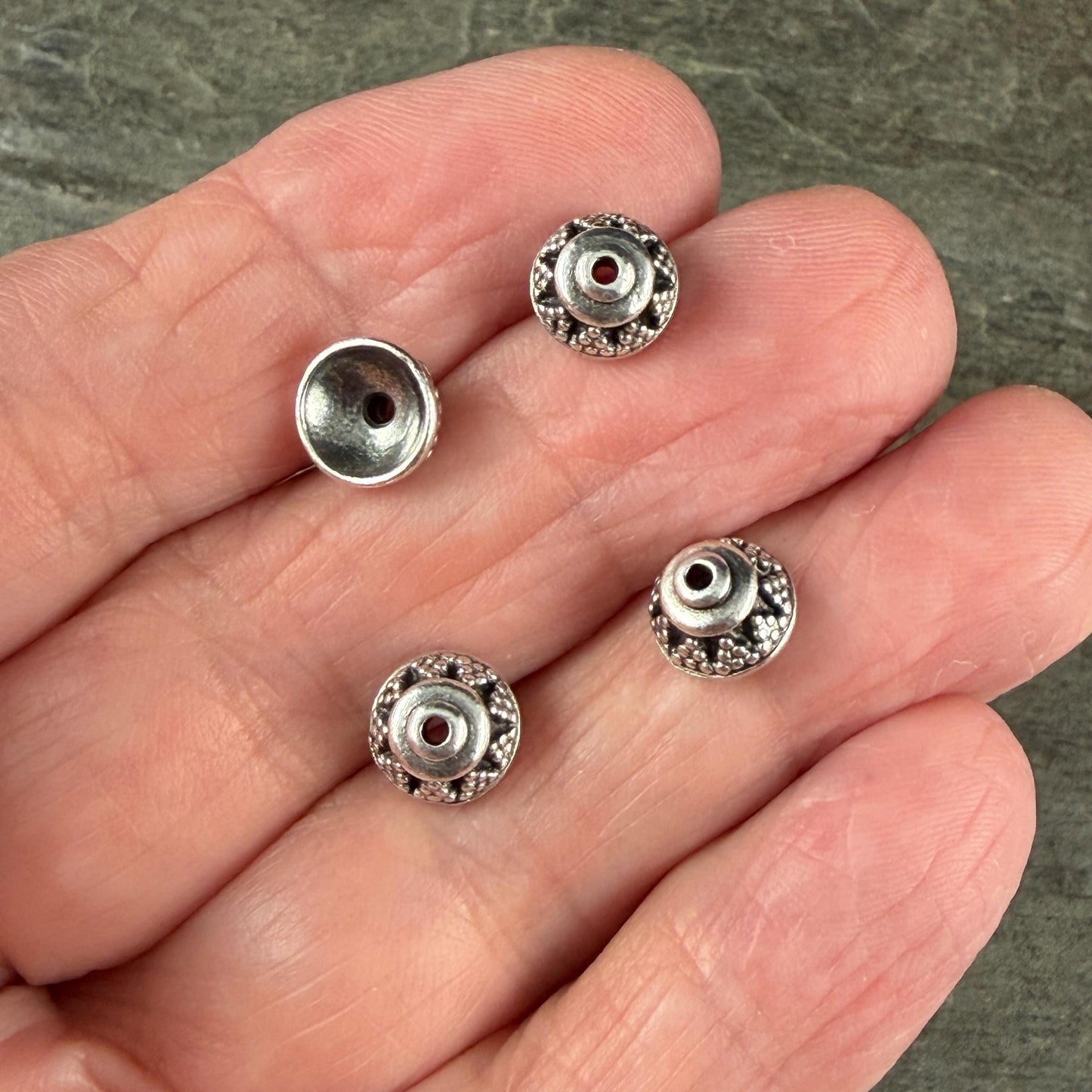 TierraCast 8mm Bali Bead Caps, Antiqued Silver Plated Pewter (PF/773-77) * Qty. 6