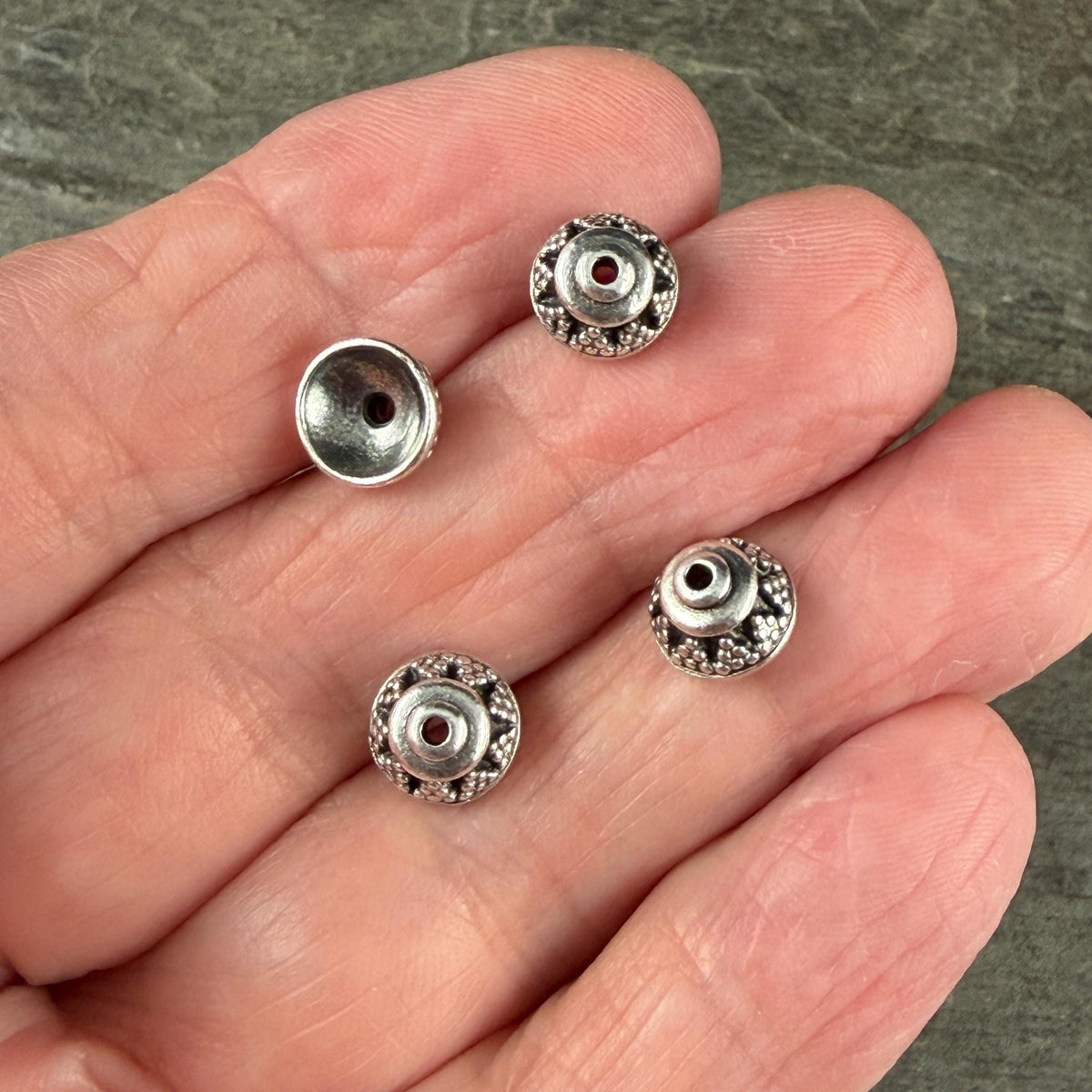 TierraCast 8mm Bali Bead Caps, Antiqued Silver Plated Pewter (PF/773-77) * Qty. 6