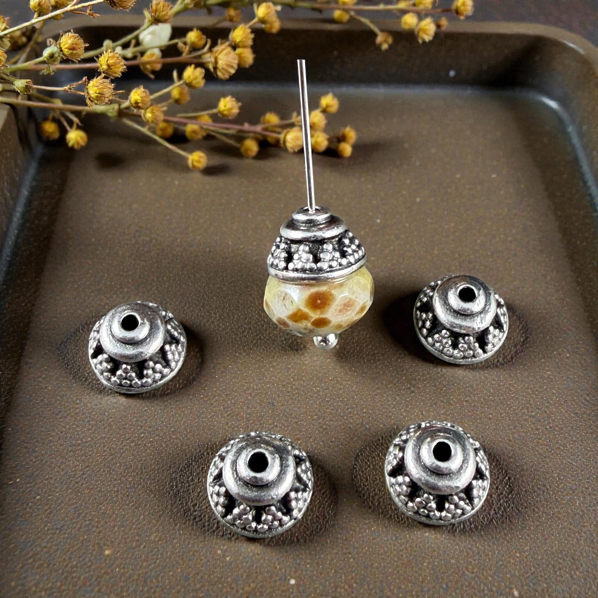 TierraCast 8mm Bali Bead Caps, Antiqued Silver Plated Pewter (PF/773-77) * Qty. 6
