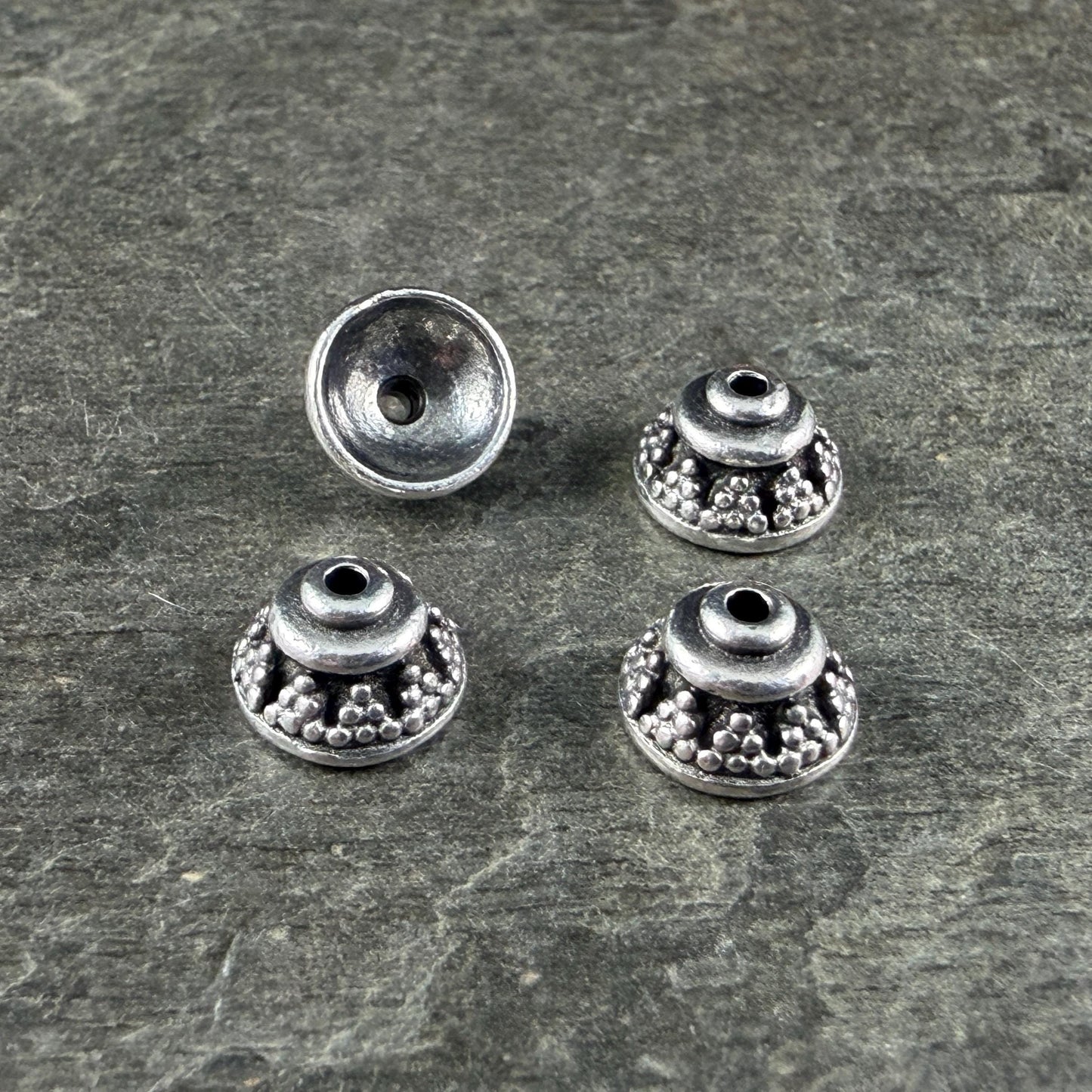 TierraCast 8mm Bali Bead Caps, Antiqued Silver Plated Pewter (PF/773-77) * Qty. 6