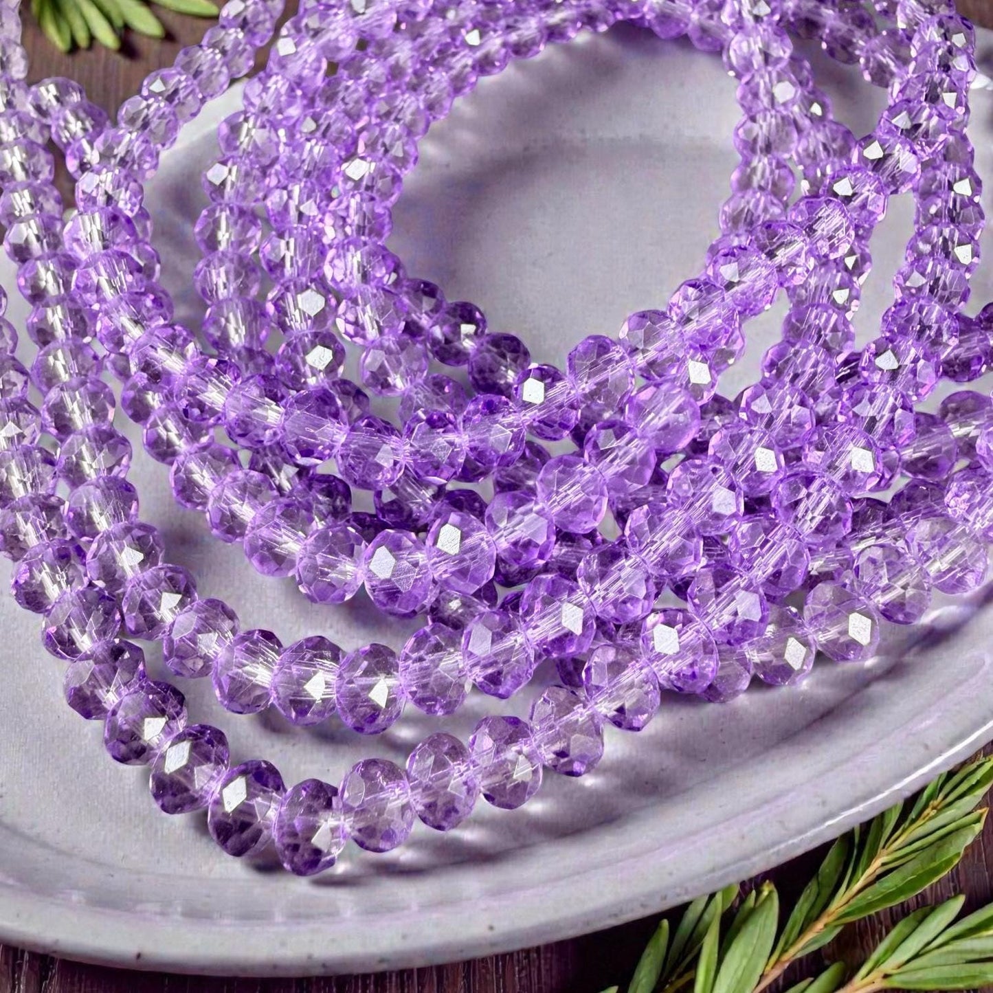 6x5mm Faceted Glass Beads, Transparent Orchid Purple (TOrchid-6) * 80 Beads