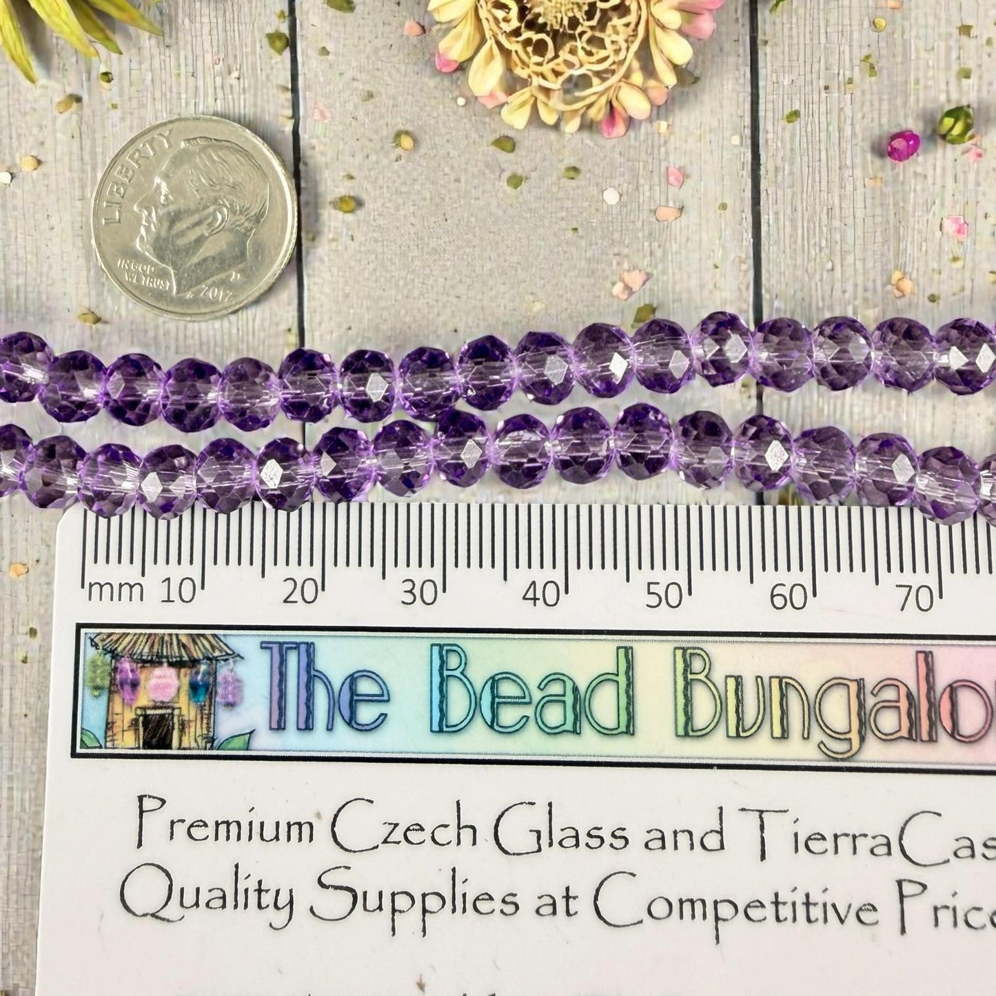 6x5mm Faceted Glass Beads, Transparent Orchid Purple (TOrchid-6) * 80 Beads
