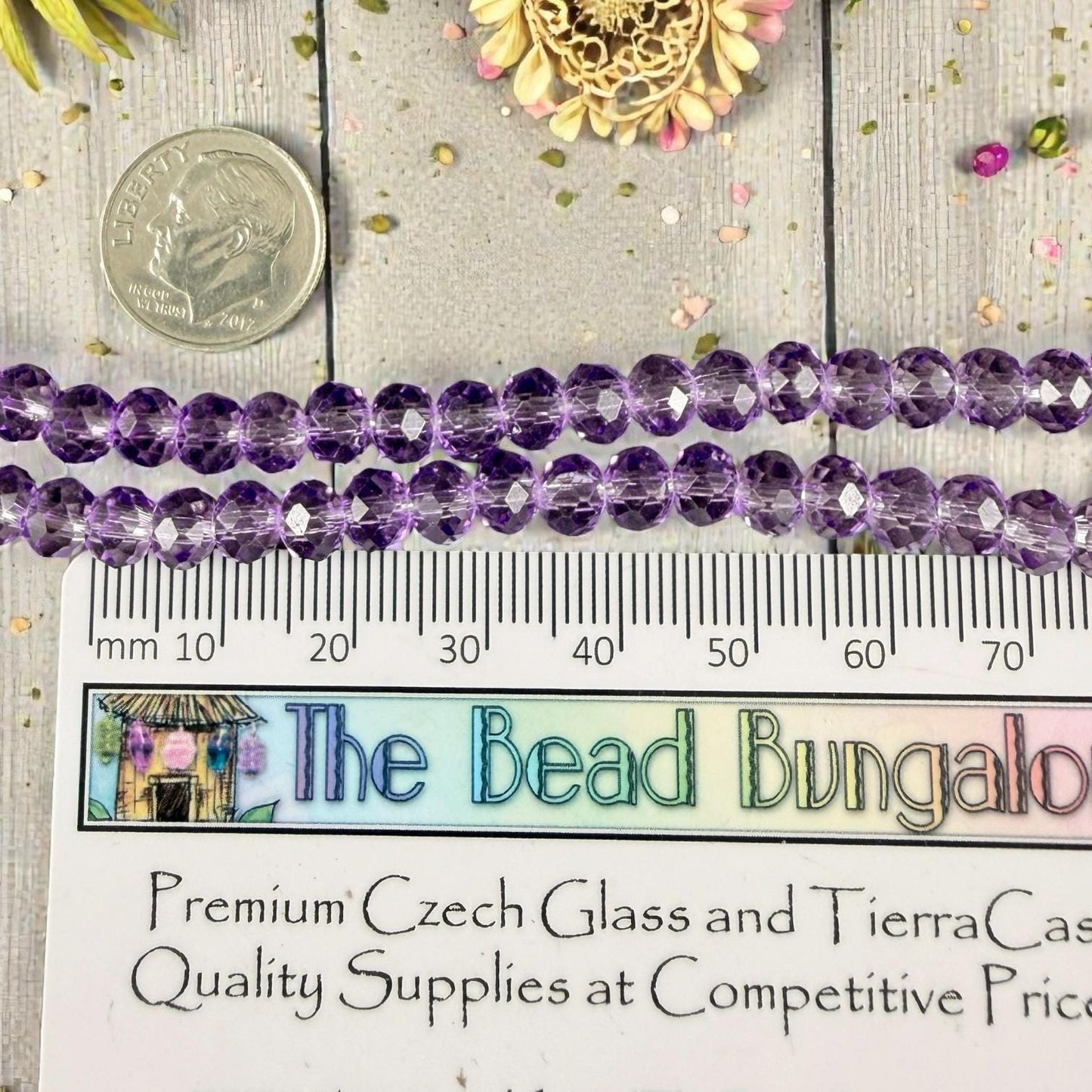 6x5mm Faceted Glass Beads, Transparent Orchid Purple (TOrchid-6) * 80 Beads