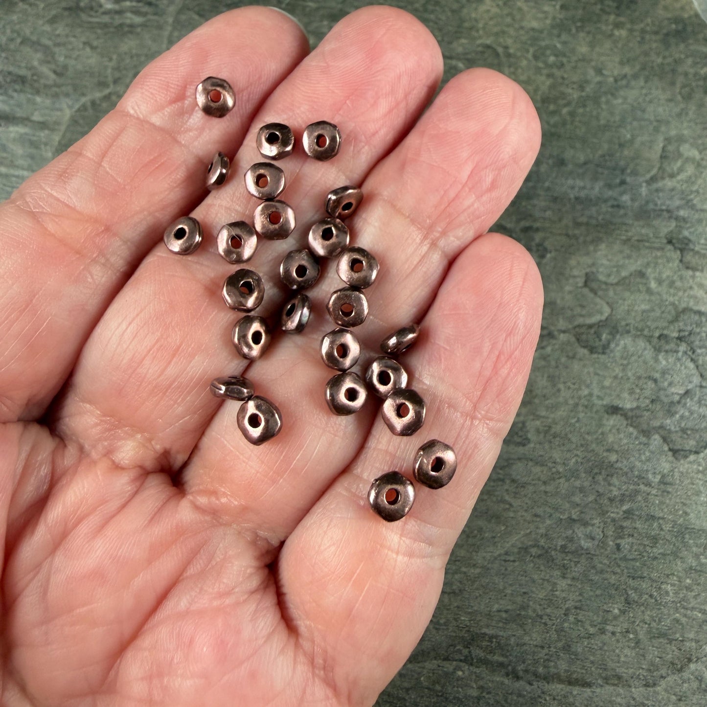 TierraCast 5mm Heishi Nugget, Organic Rondelle Spacer, Antiqued Copper (PF/398-87) * Qty. 20