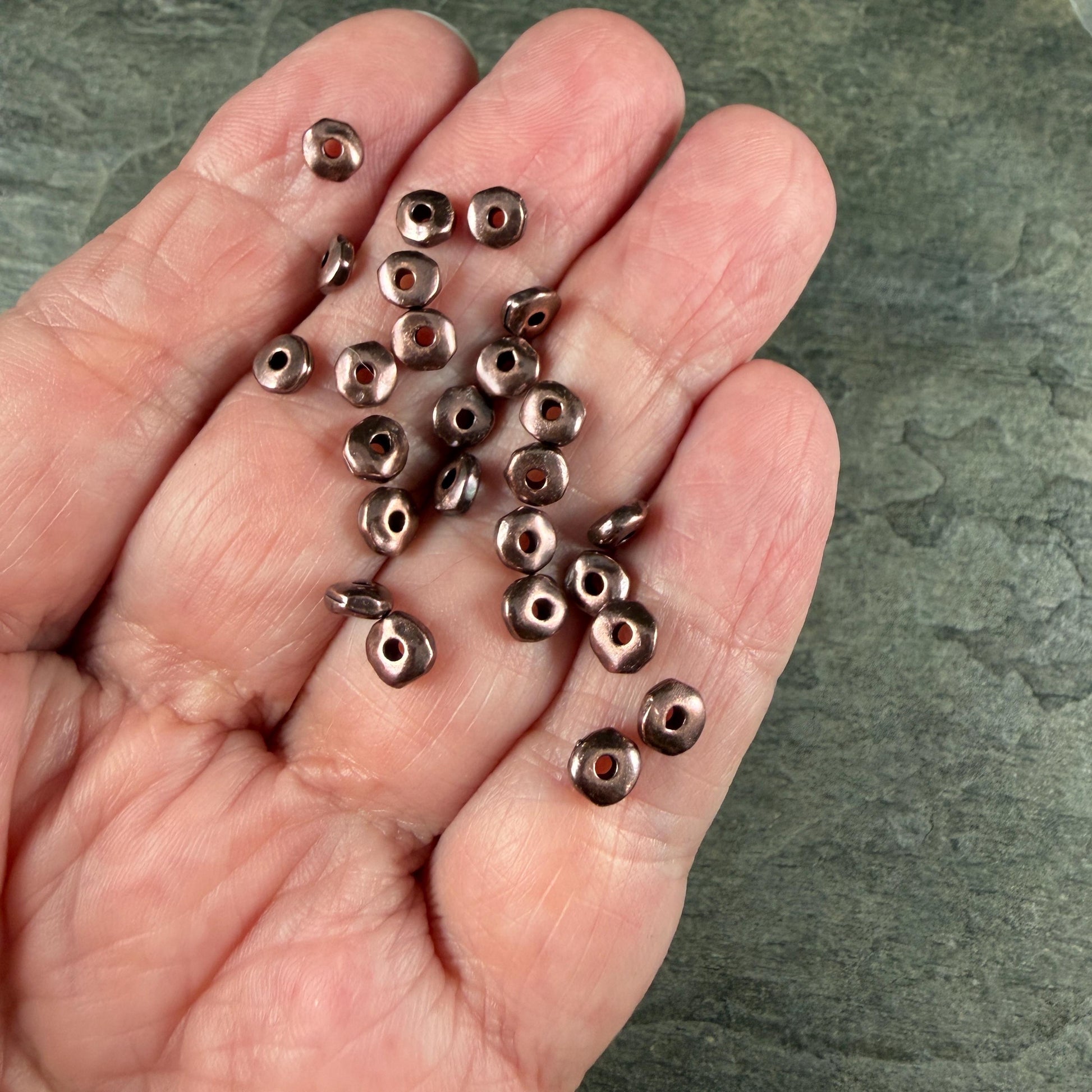 TierraCast 5mm Heishi Nugget, Organic Rondelle Spacer, Antiqued Copper (PF/398-87) * Qty. 20
