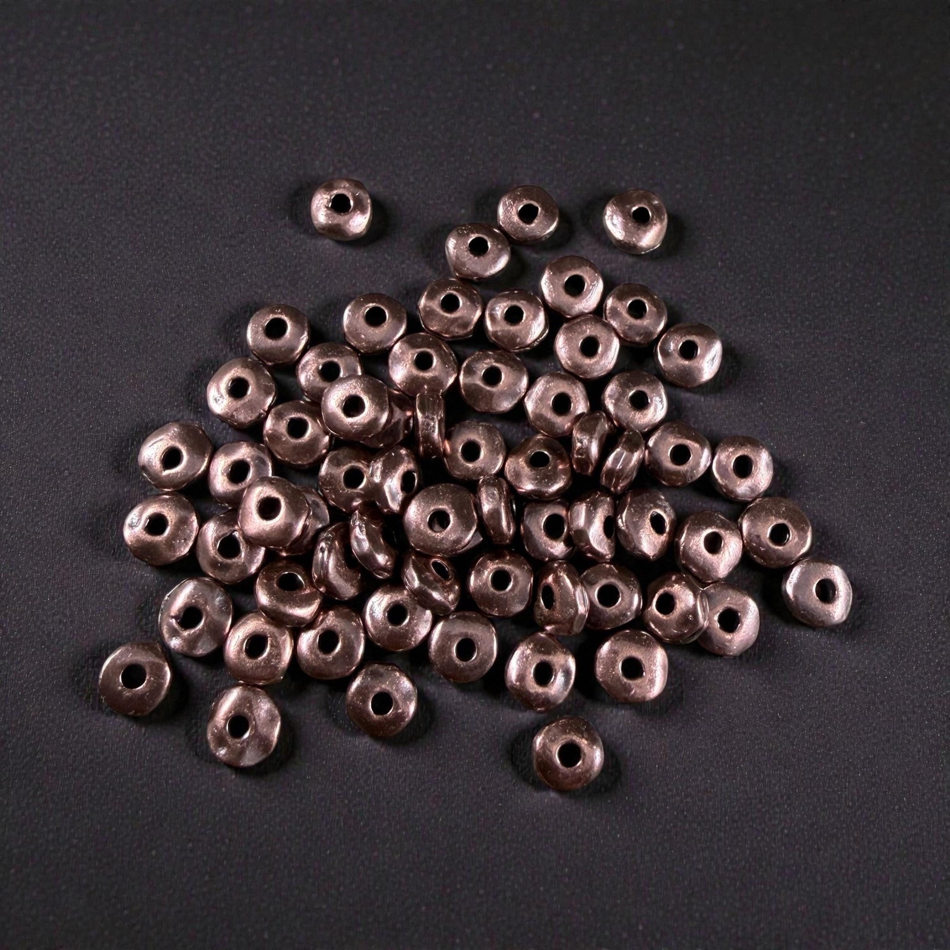 TierraCast 5mm Heishi Nugget, Organic Rondelle Spacer, Antiqued Copper (PF/398-87) * Qty. 20