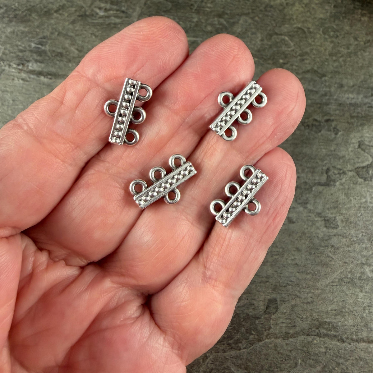 TierraCast Beaded 3 to 1 Link, Multi-Strand Connector Antiqued Silver Plated (PF/659-77) * Qty. 4