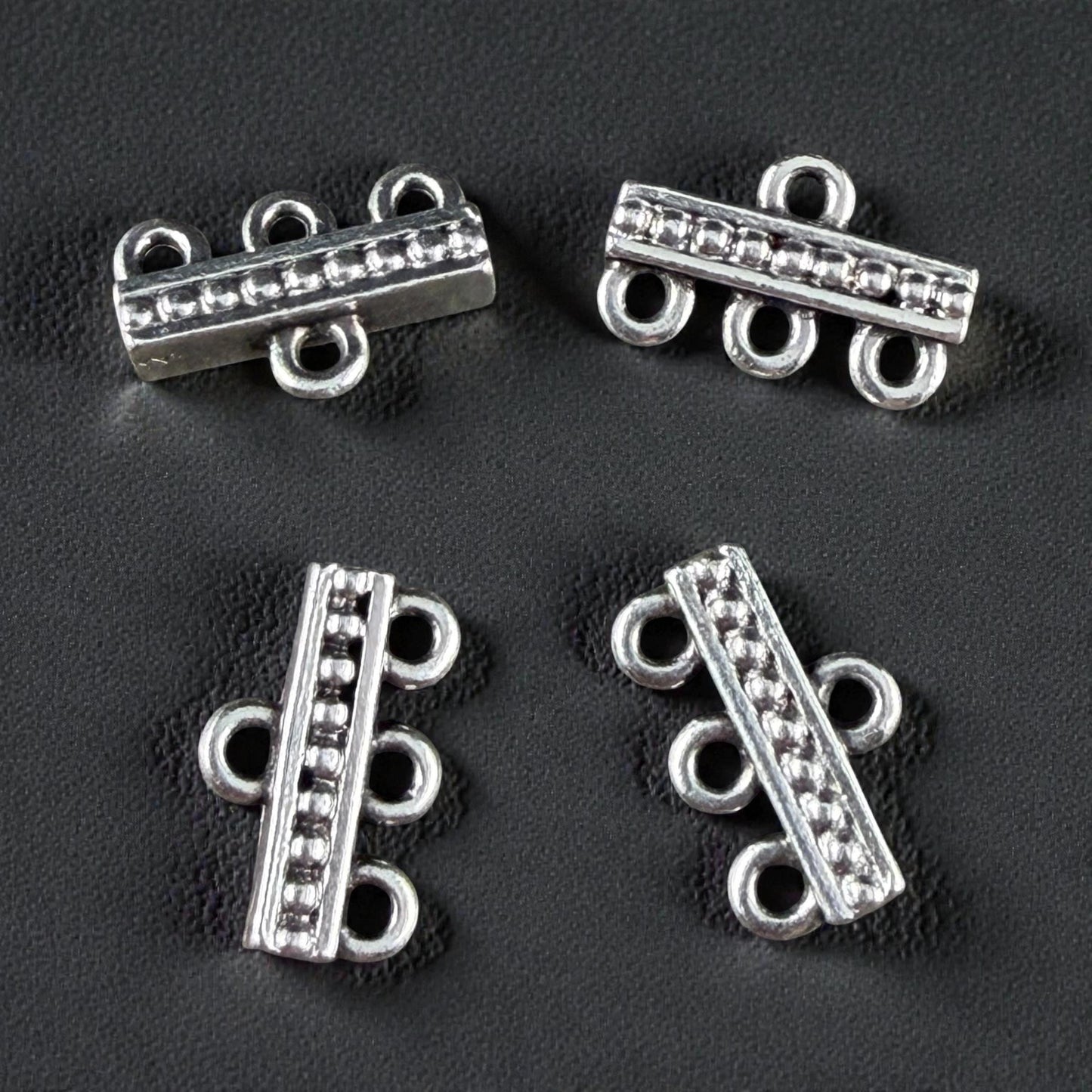 TierraCast Beaded 3 to 1 Link, Multi-Strand Connector Antiqued Silver Plated (PF/659-77) * Qty. 4