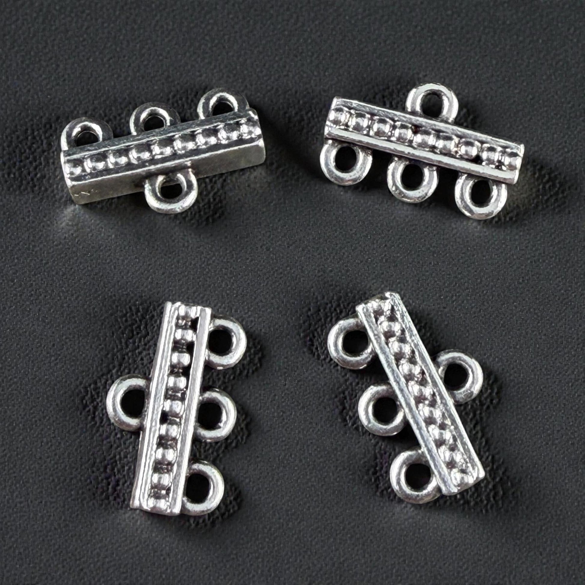TierraCast Beaded 3 to 1 Link, Multi-Strand Connector Antiqued Silver Plated (PF/659-77) * Qty. 4
