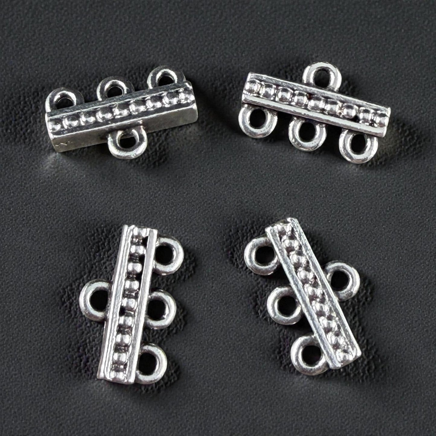 TierraCast Beaded 3 to 1 Link, Multi-Strand Connector Antiqued Silver Plated (PF/659-77) * Qty. 4
