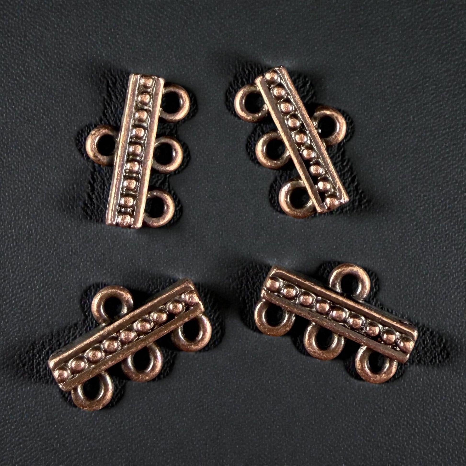 TierraCast Beaded 3 to 1 Link, Multi-Strand Connector Antiqued Copper Plated (PF/659-87) * Qty. 4