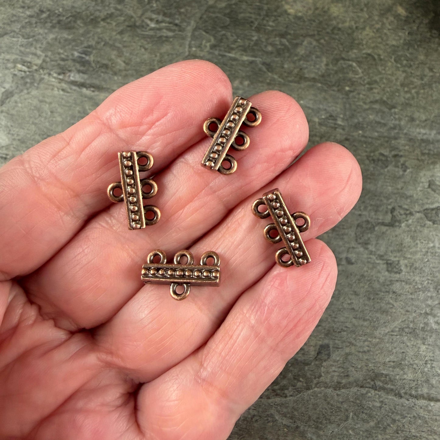 TierraCast Beaded 3 to 1 Link, Multi-Strand Connector Antiqued Copper Plated (PF/659-87) * Qty. 4