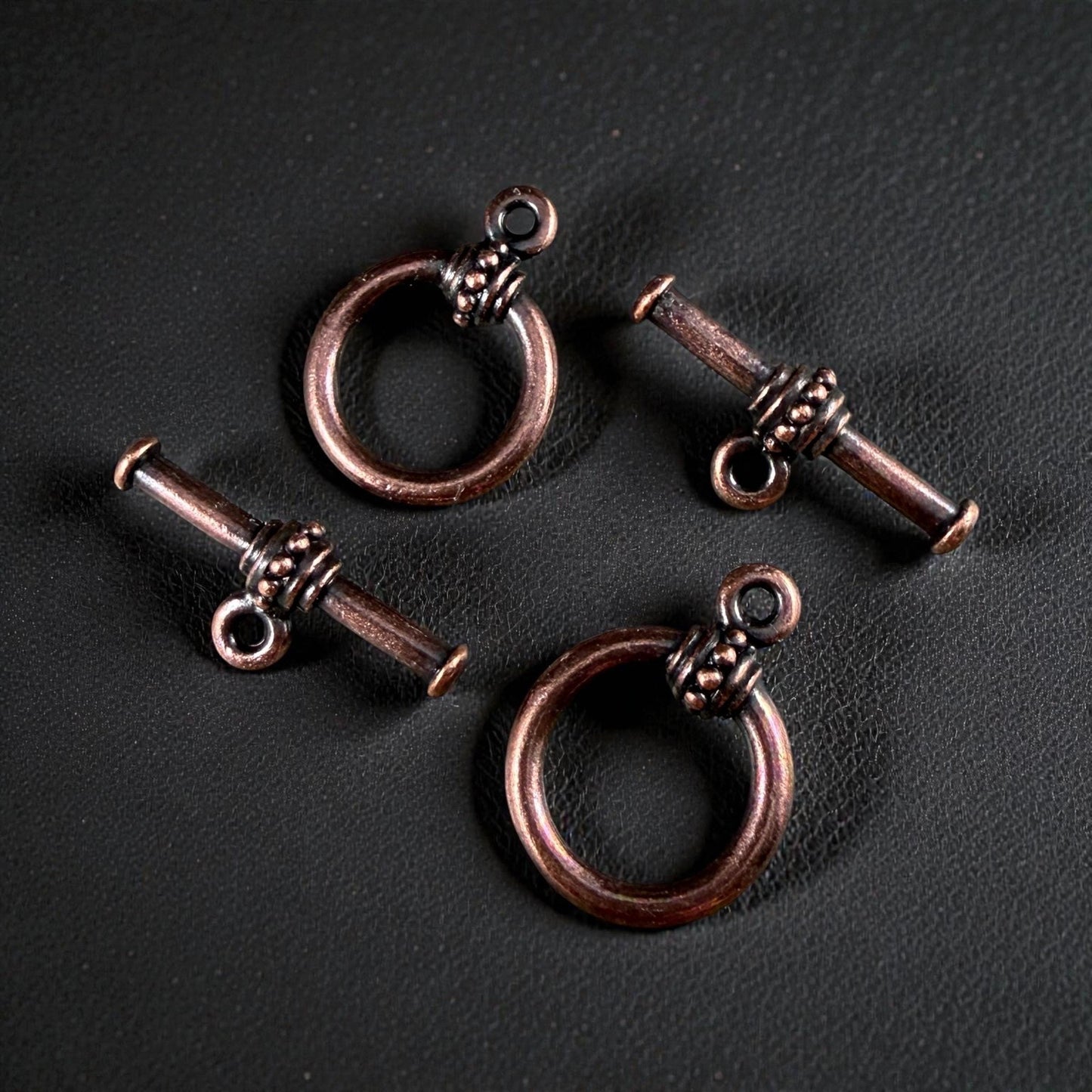 TierraCast - Large Beaded Toggle Clasp, Antiqued Copper (PF/943-87d) * Qty. 2