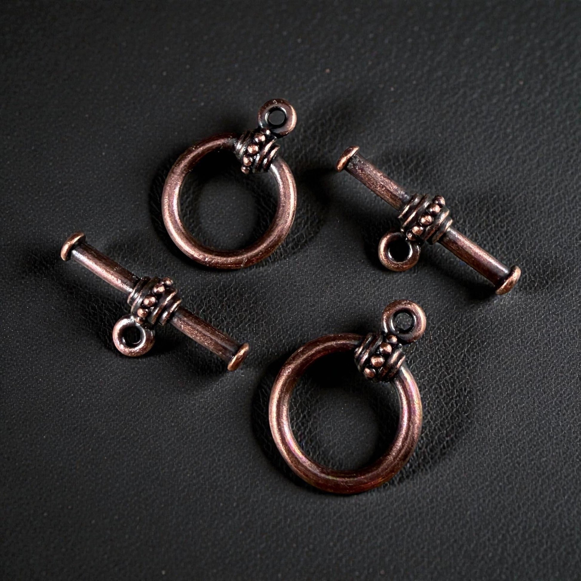 TierraCast - Large Beaded Toggle Clasp, Antiqued Copper (PF/943-87d) * Qty. 2