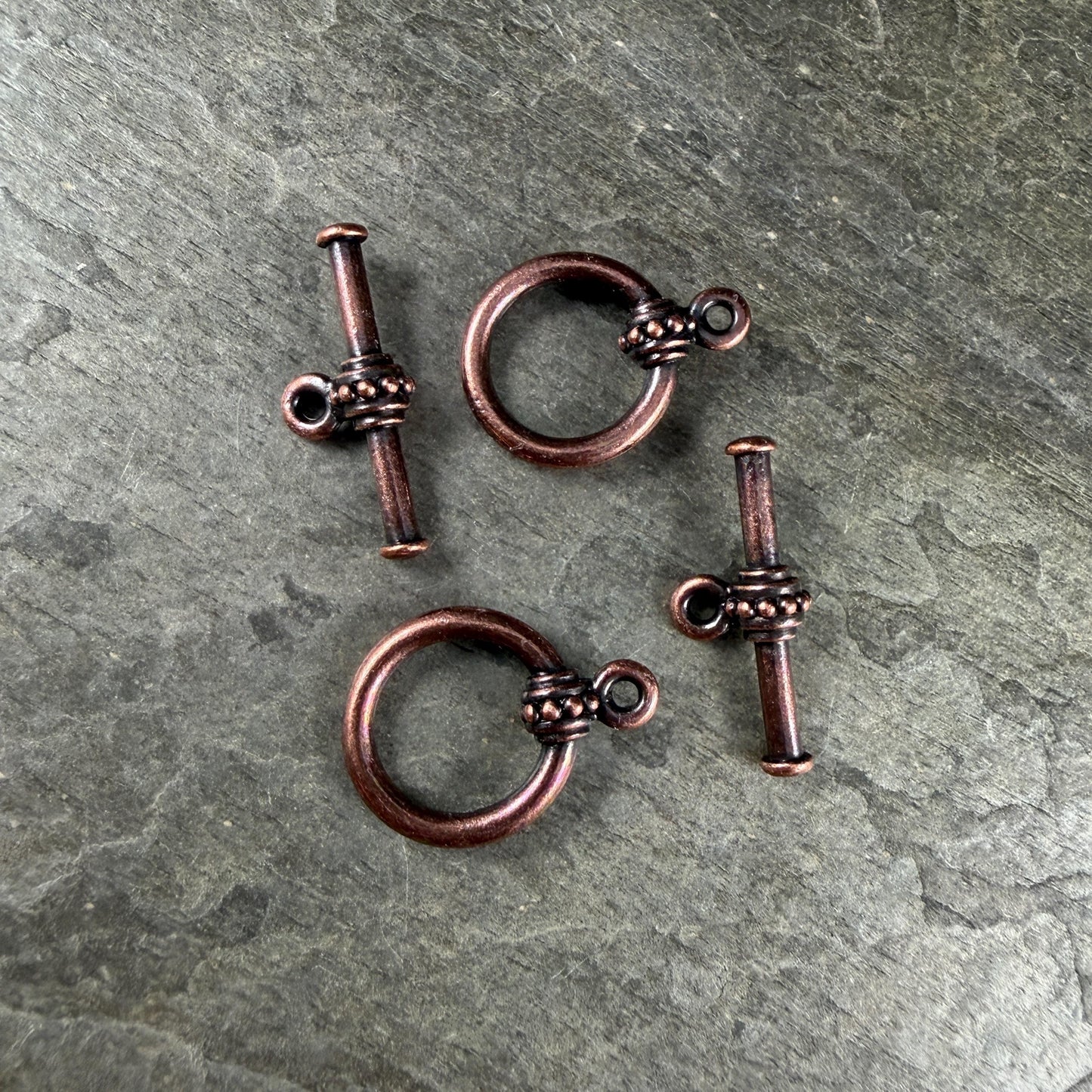 TierraCast - Large Beaded Toggle Clasp, Antiqued Copper (PF/943-87d) * Qty. 2