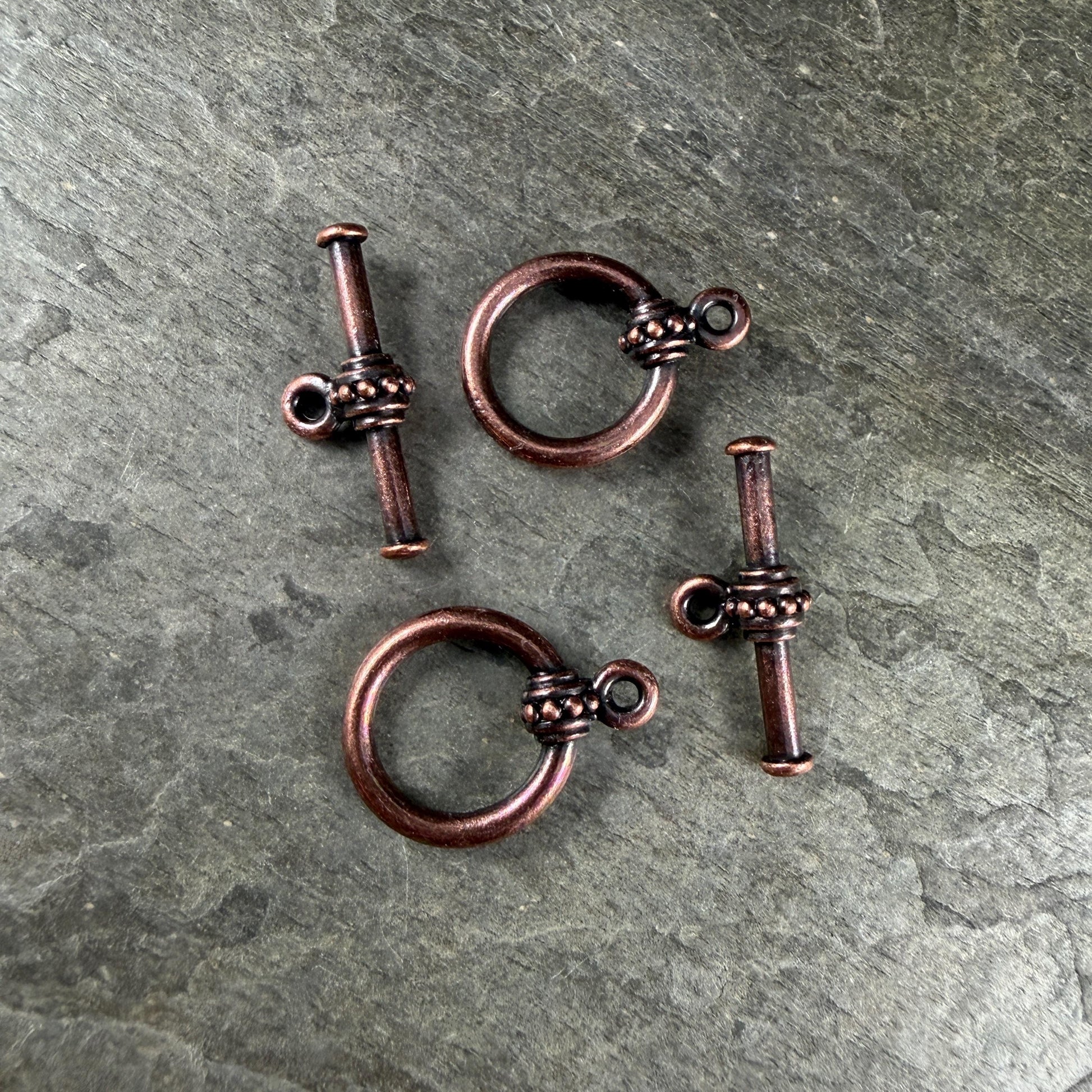 TierraCast - Large Beaded Toggle Clasp, Antiqued Copper (PF/943-87d) * Qty. 2