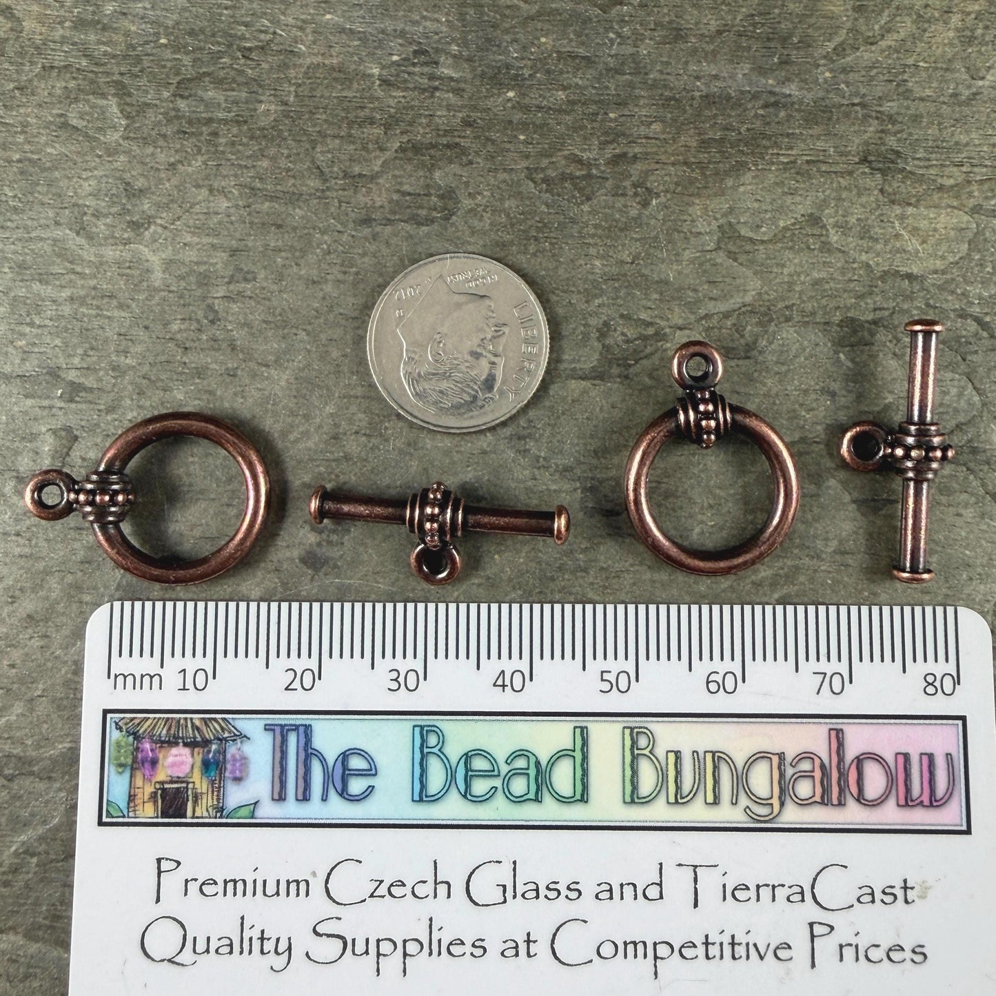 TierraCast - Large Beaded Toggle Clasp, Antiqued Copper (PF/943-87d) * Qty. 2