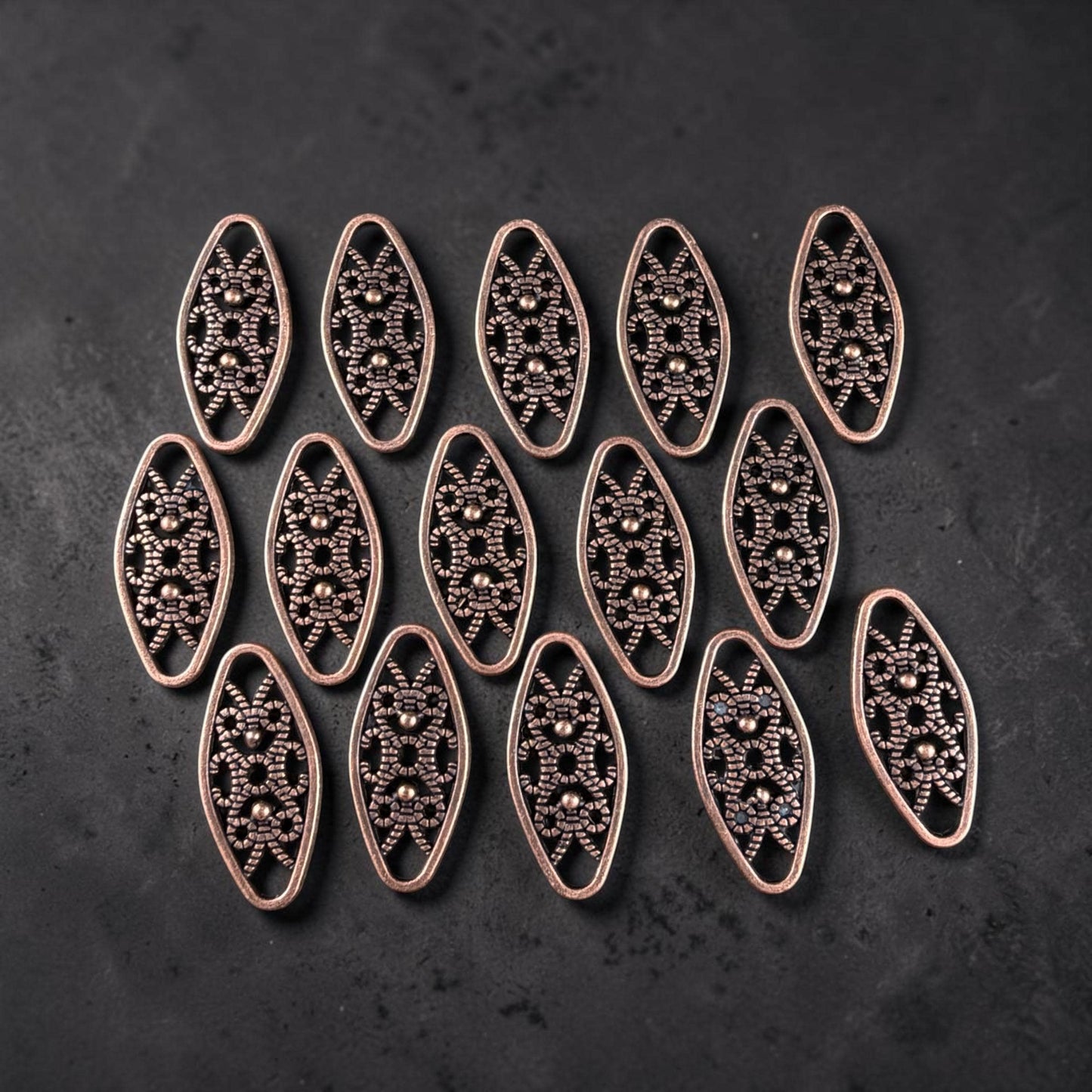 Antiqued Copper Link, 24x11mm Marquise Oval, Nickel Free Copper Connector (RLF11579Y-NF) * Qty. 30